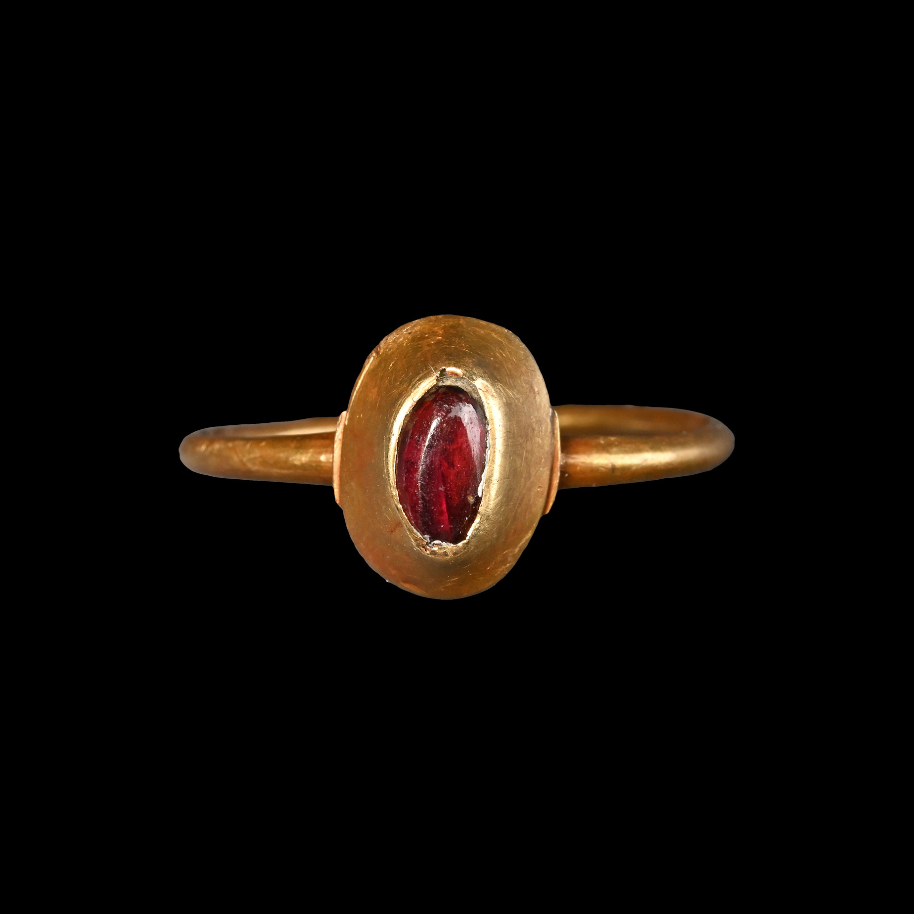Medieval Gold Ring with Cabochon Garnet