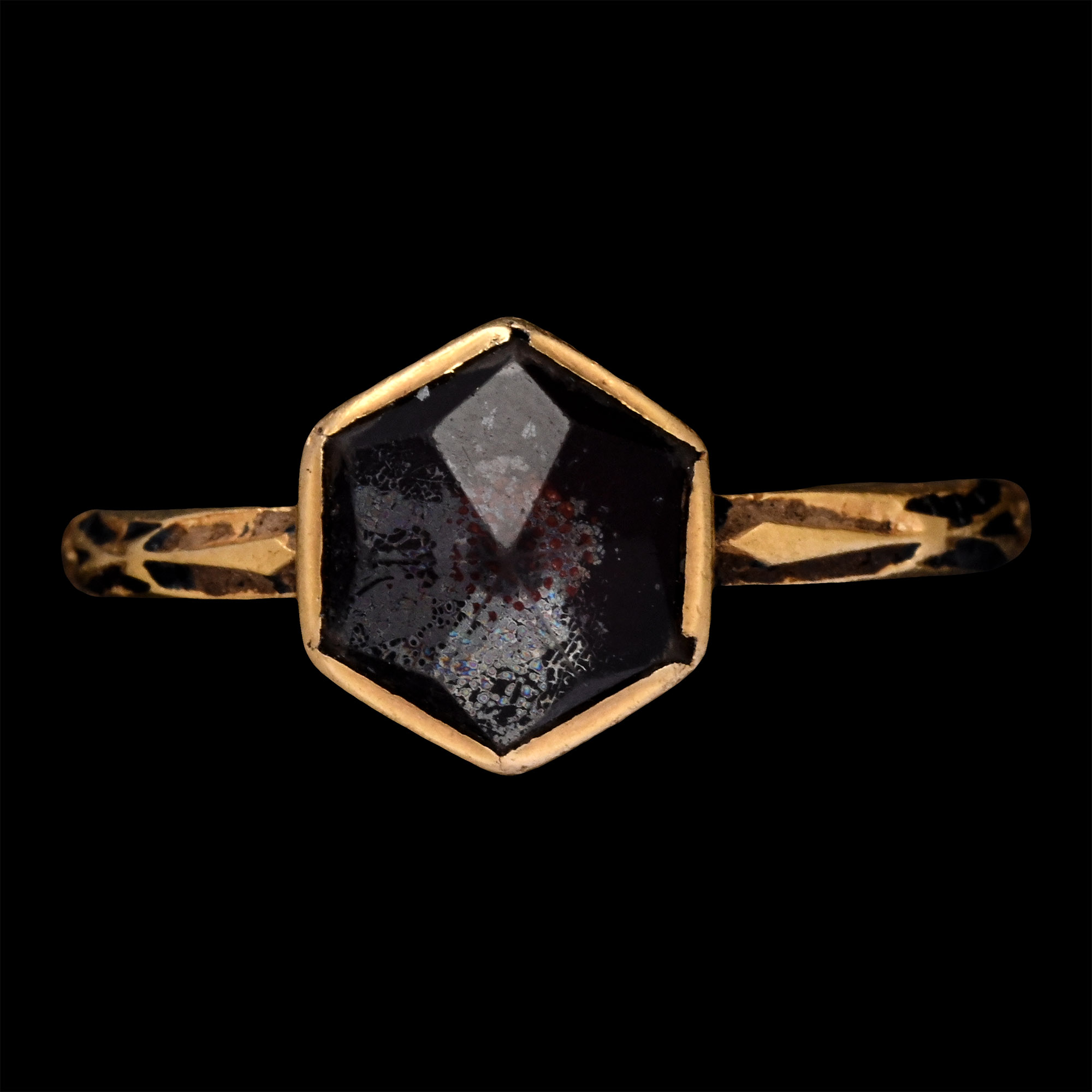Renaissance Gold Enamelled Ring with Rock Crystal