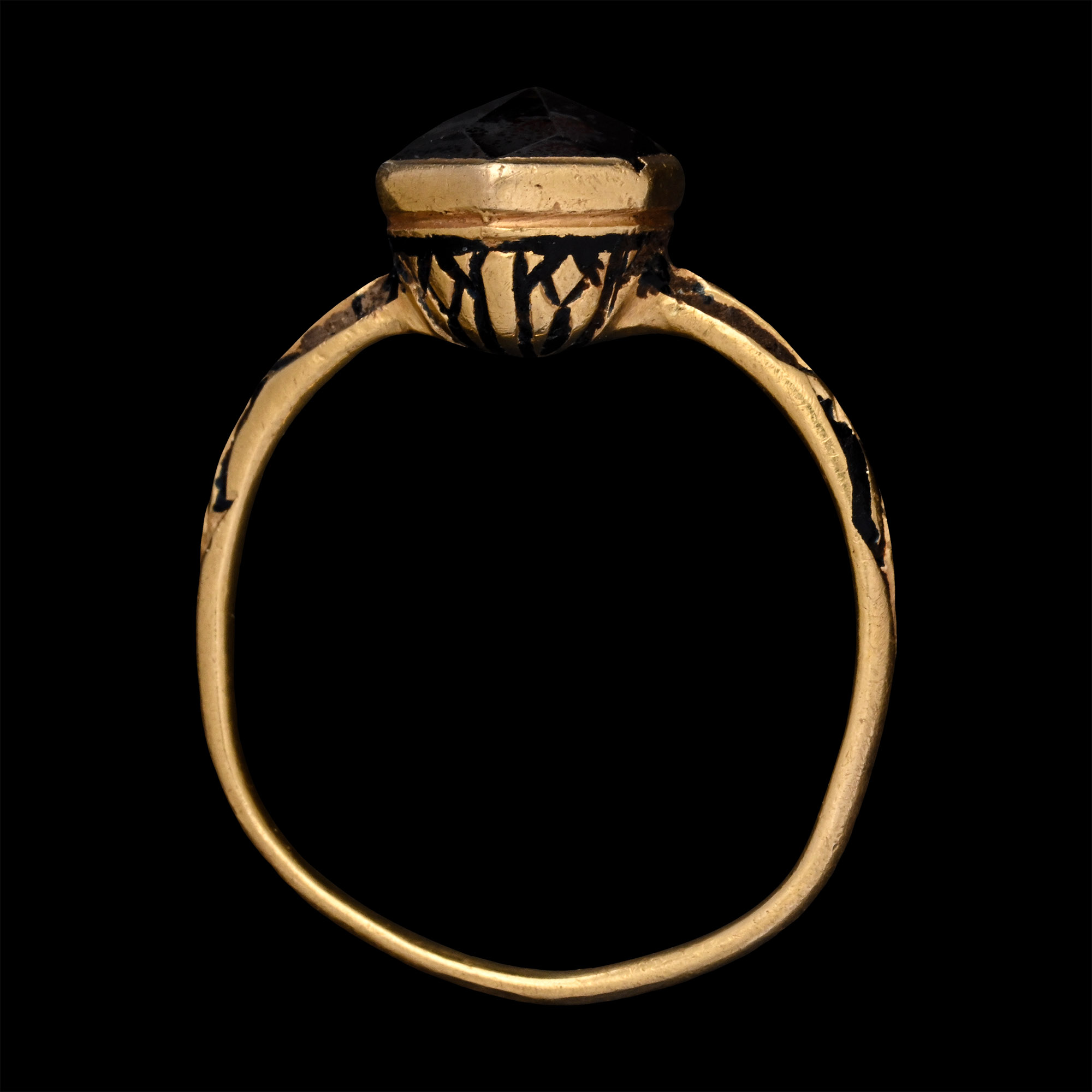 Renaissance Gold Enamelled Ring with Rock Crystal