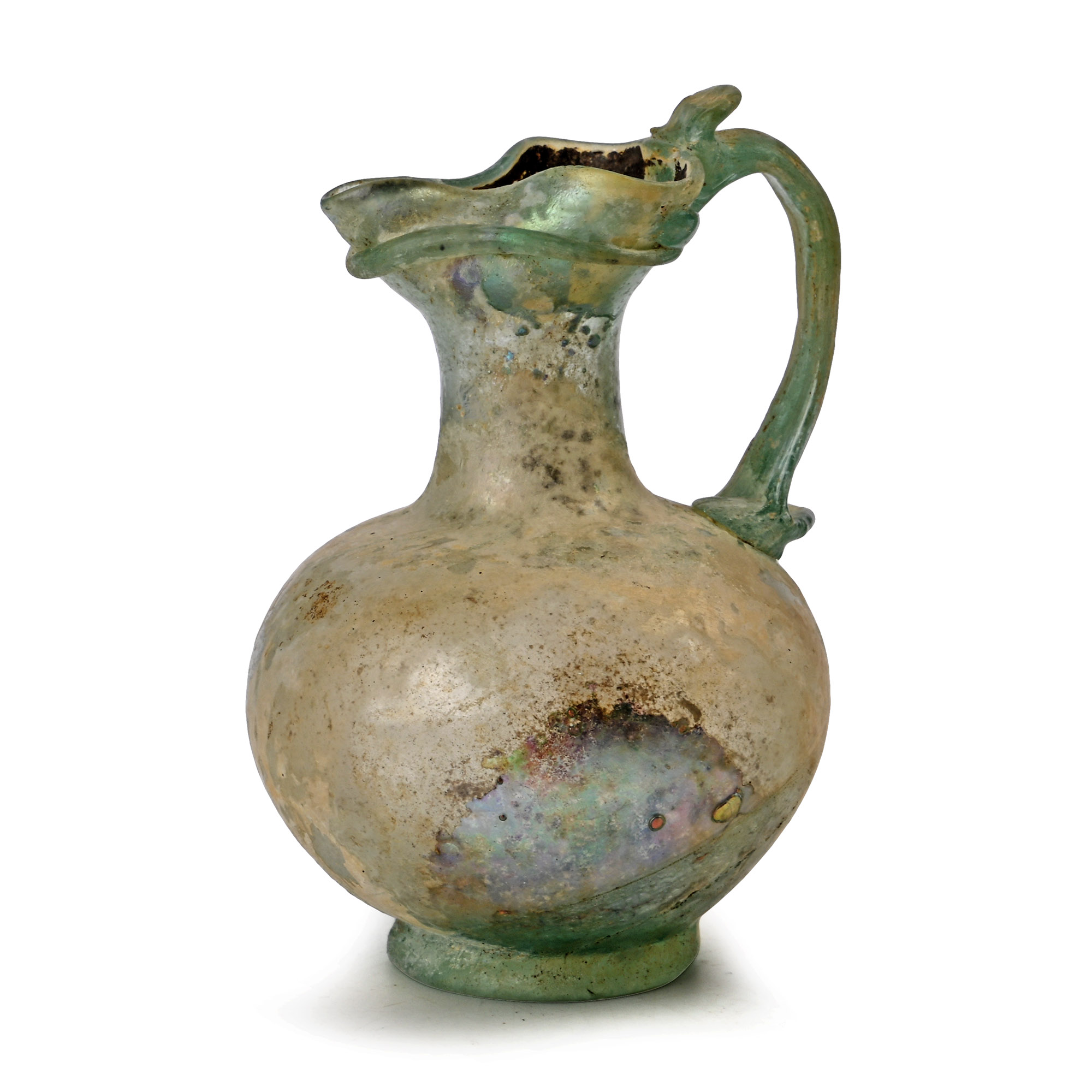 Roman Green Glass Trefoil-Lipped Jug