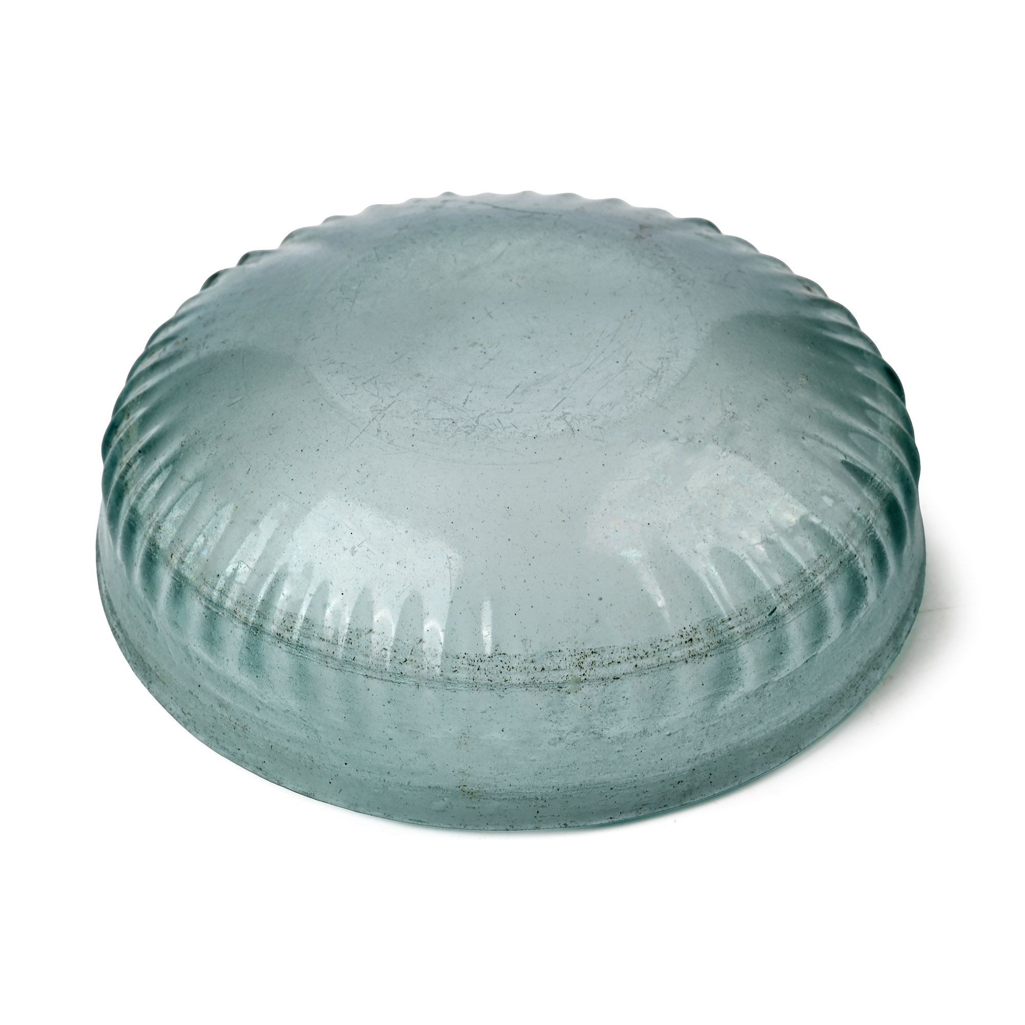 Roman Pillar-Moulded Pale Green Glass Bowl