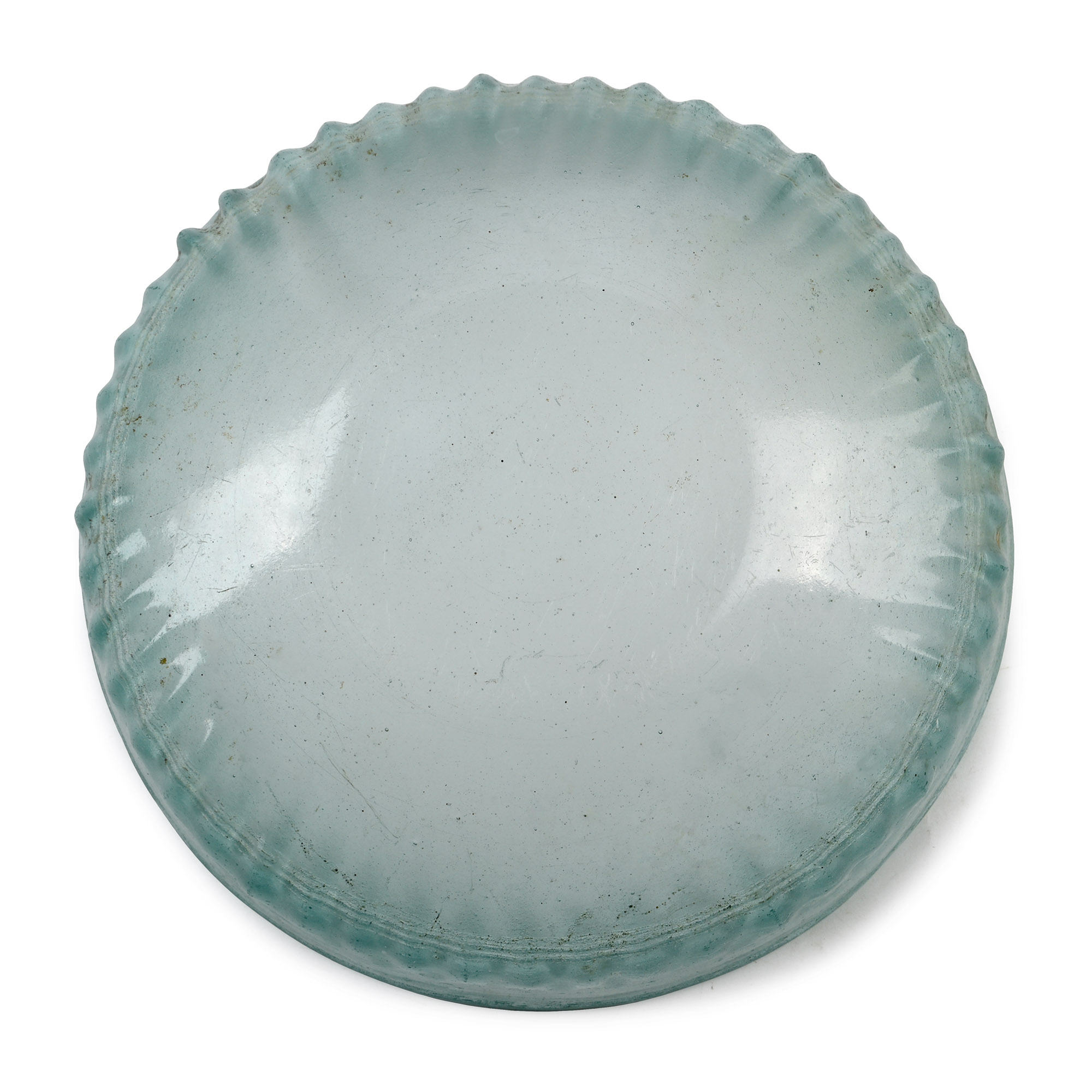 Roman Pillar-Moulded Pale Green Glass Bowl