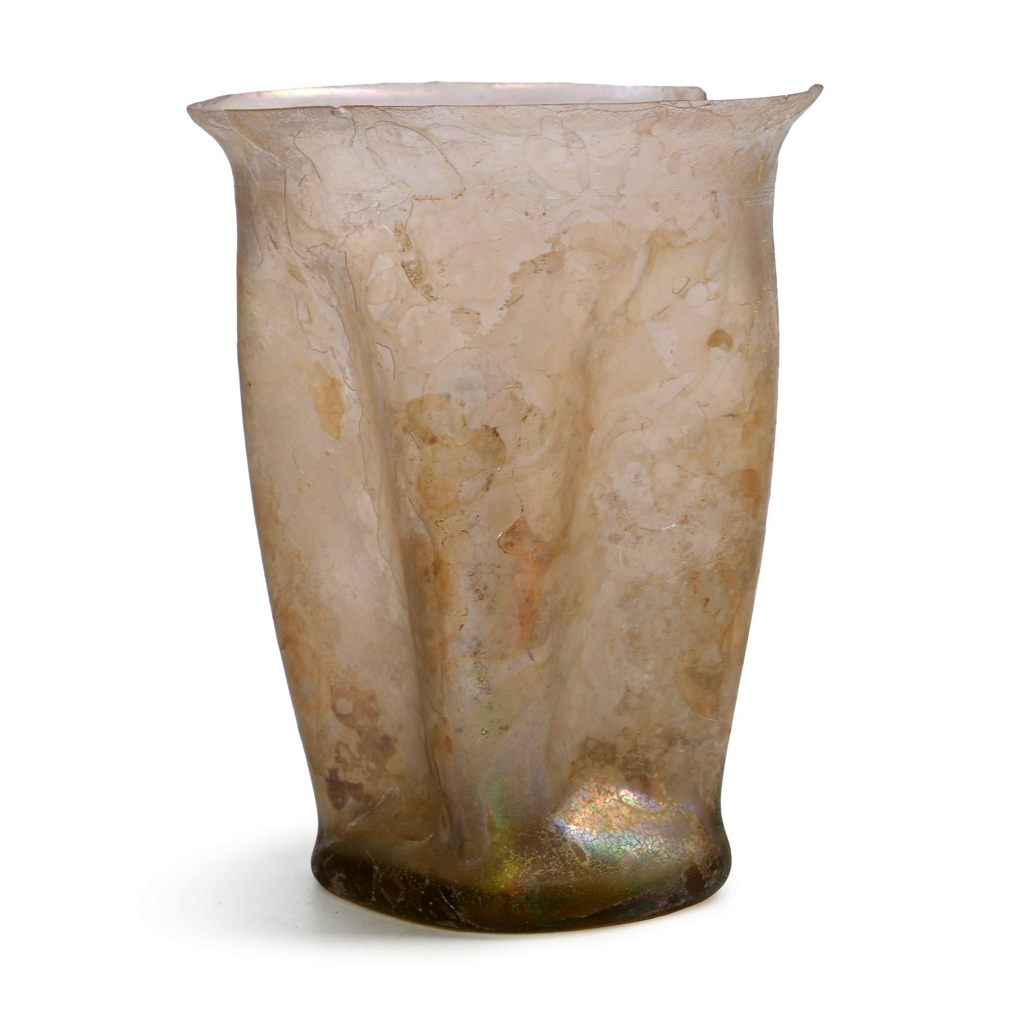 Roman Iridescent Glass Pinched Beaker