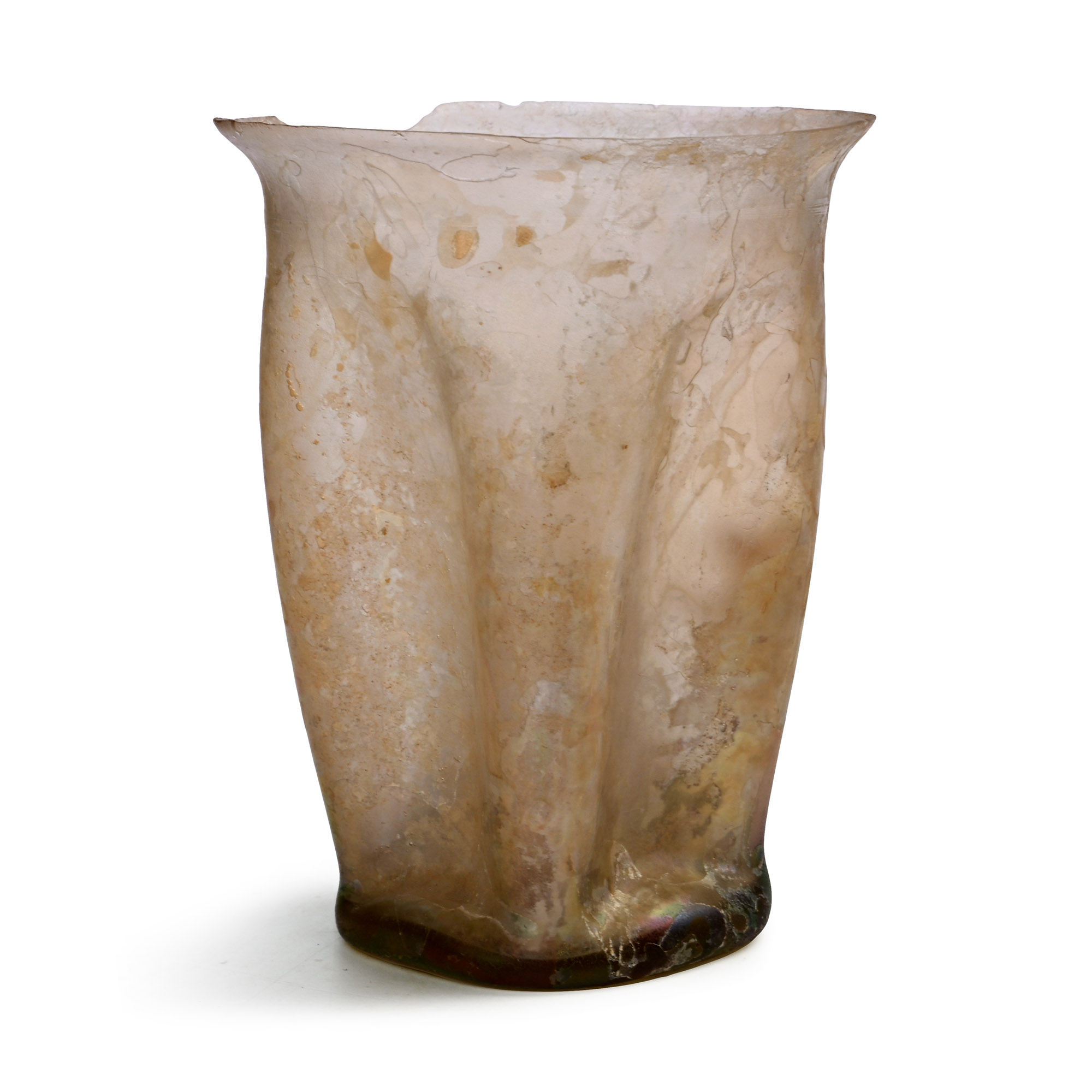 Roman Iridescent Glass Pinched Beaker