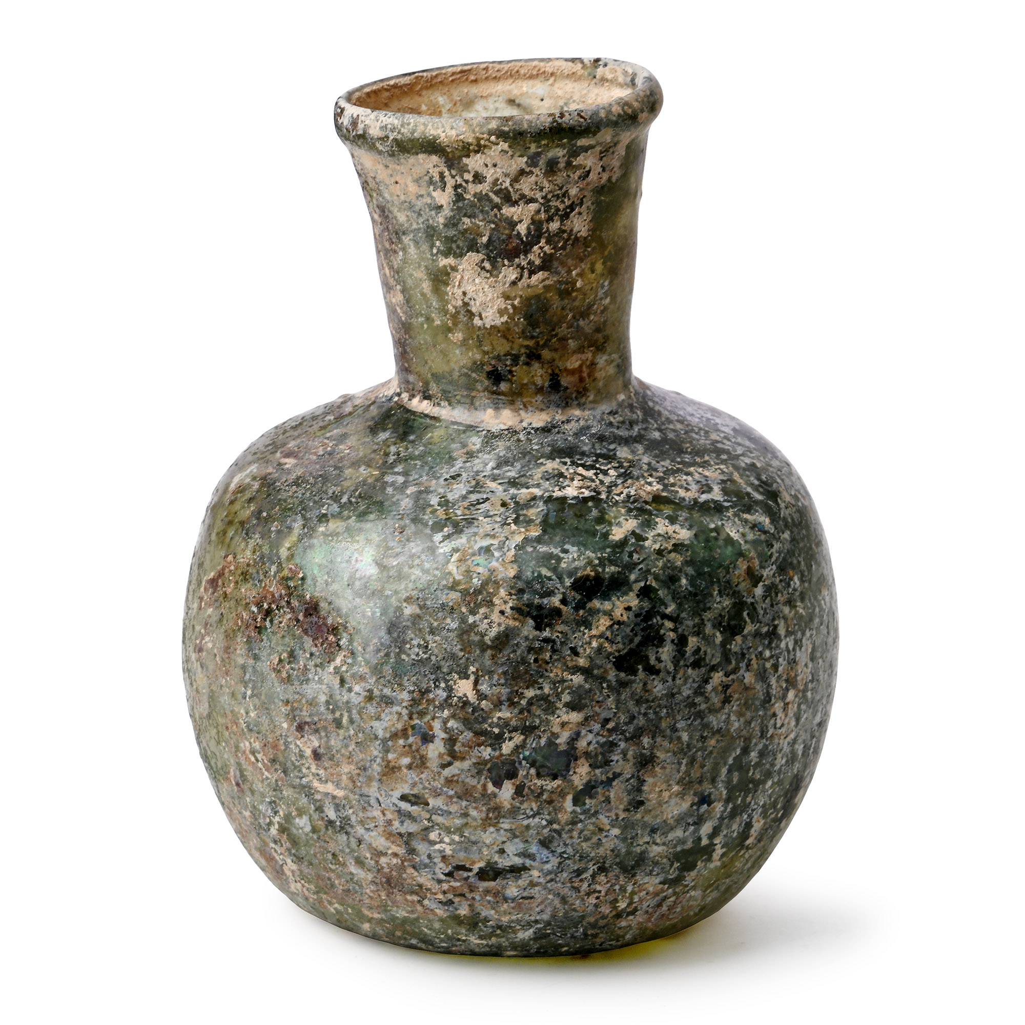 Roman Green Glass Bottle