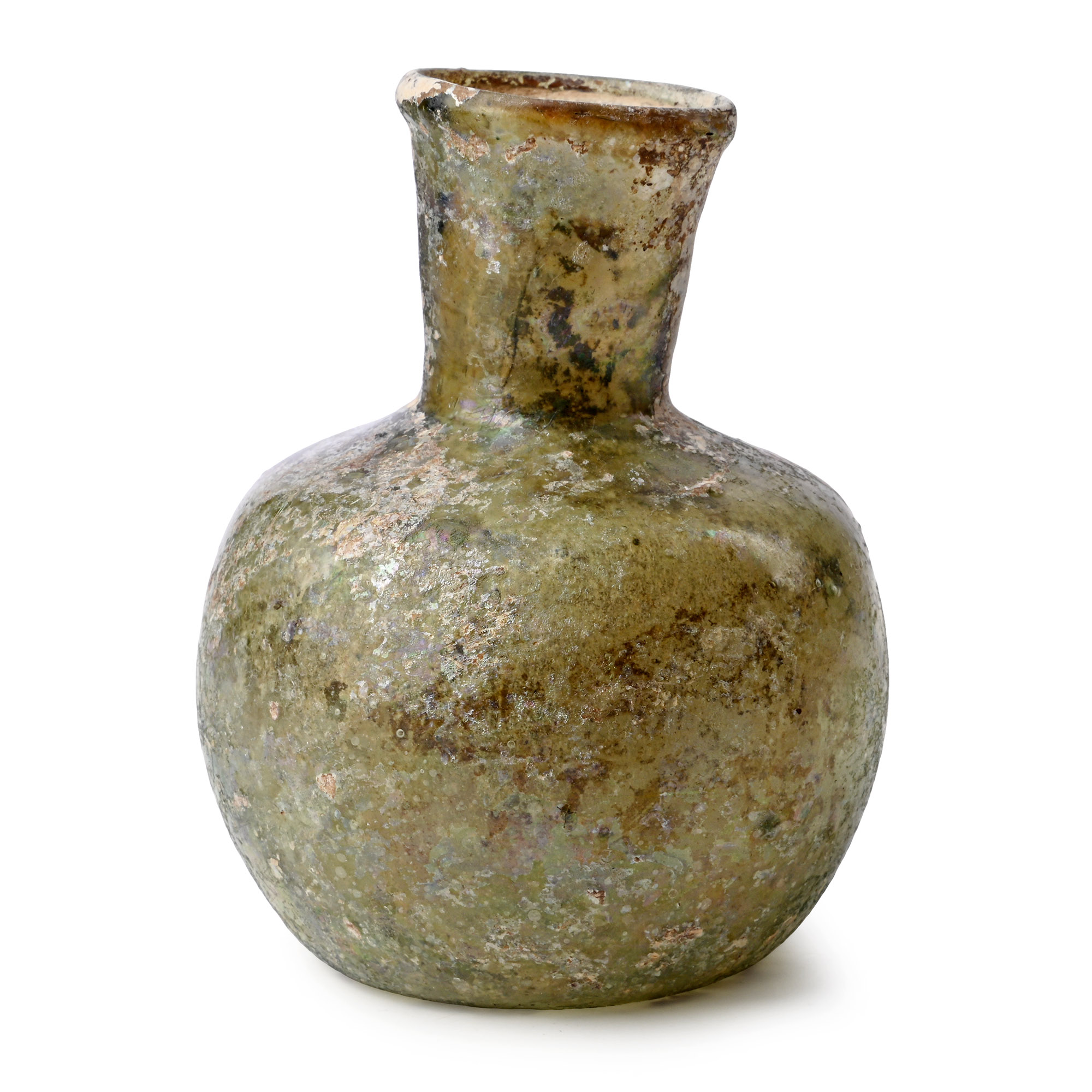 Roman Green Glass Bottle
