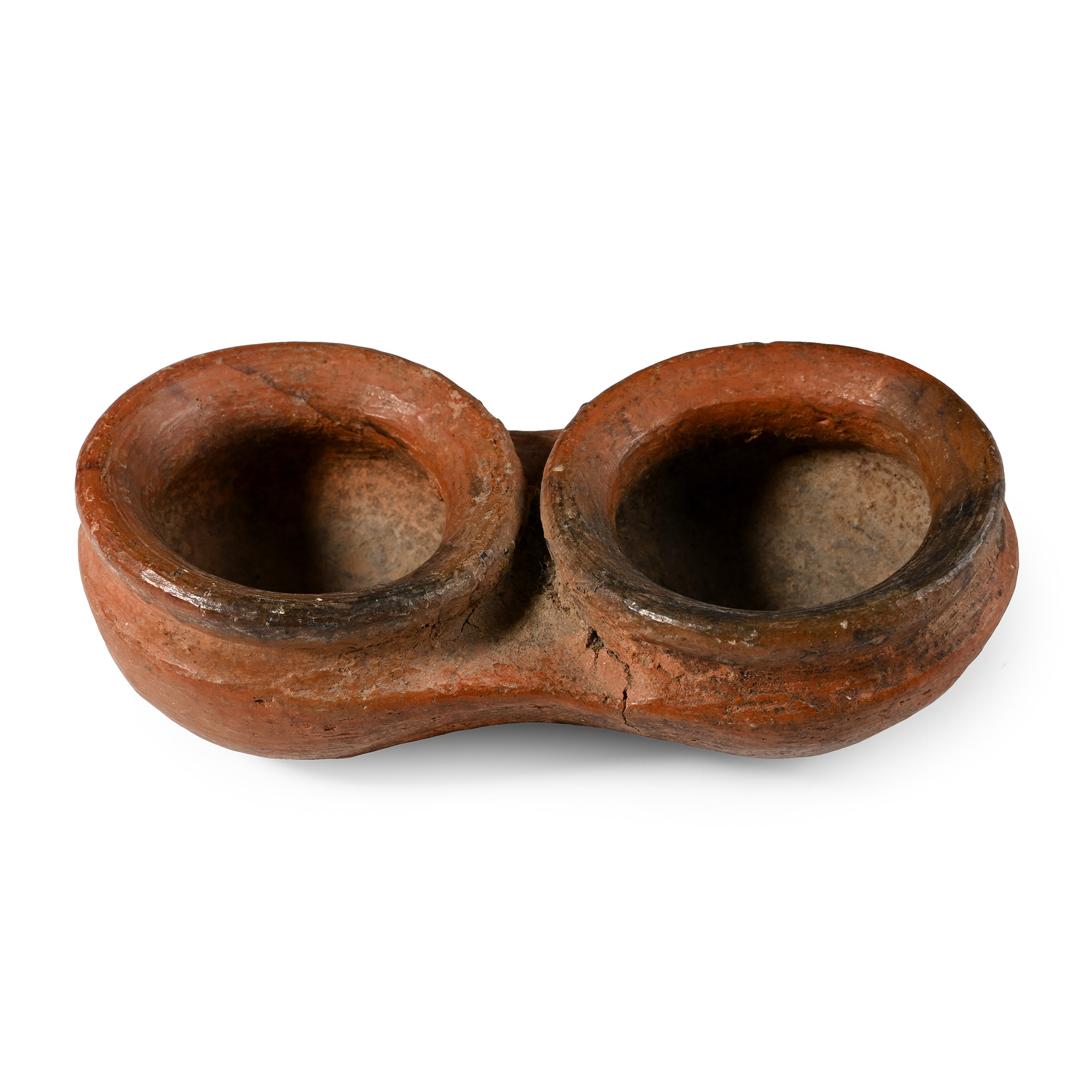 Western Asiatic Terracotta Double-Well Oil Lamp