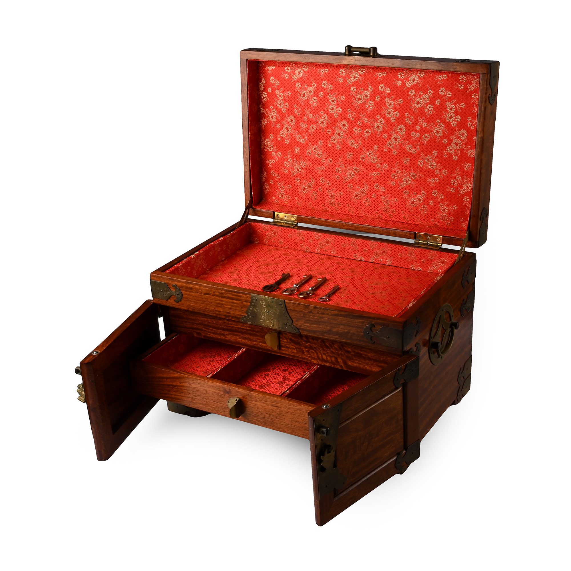 Chinese Style Mahogany Collector's or Jewellery Cabinet