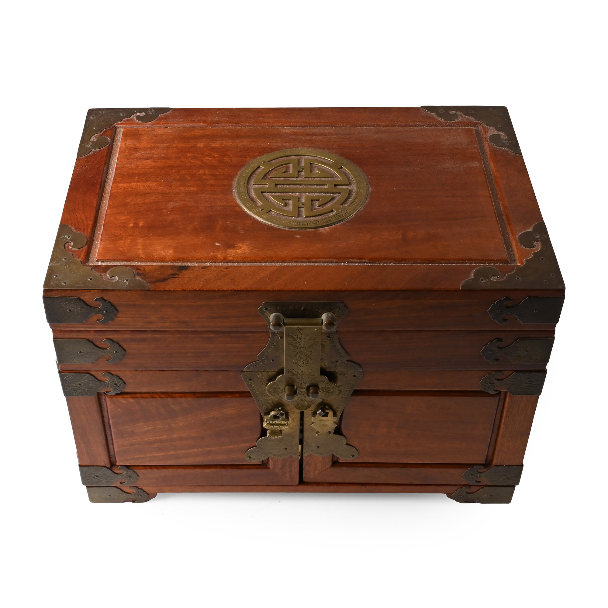 Chinese Style Mahogany Collector's or Jewellery Cabinet