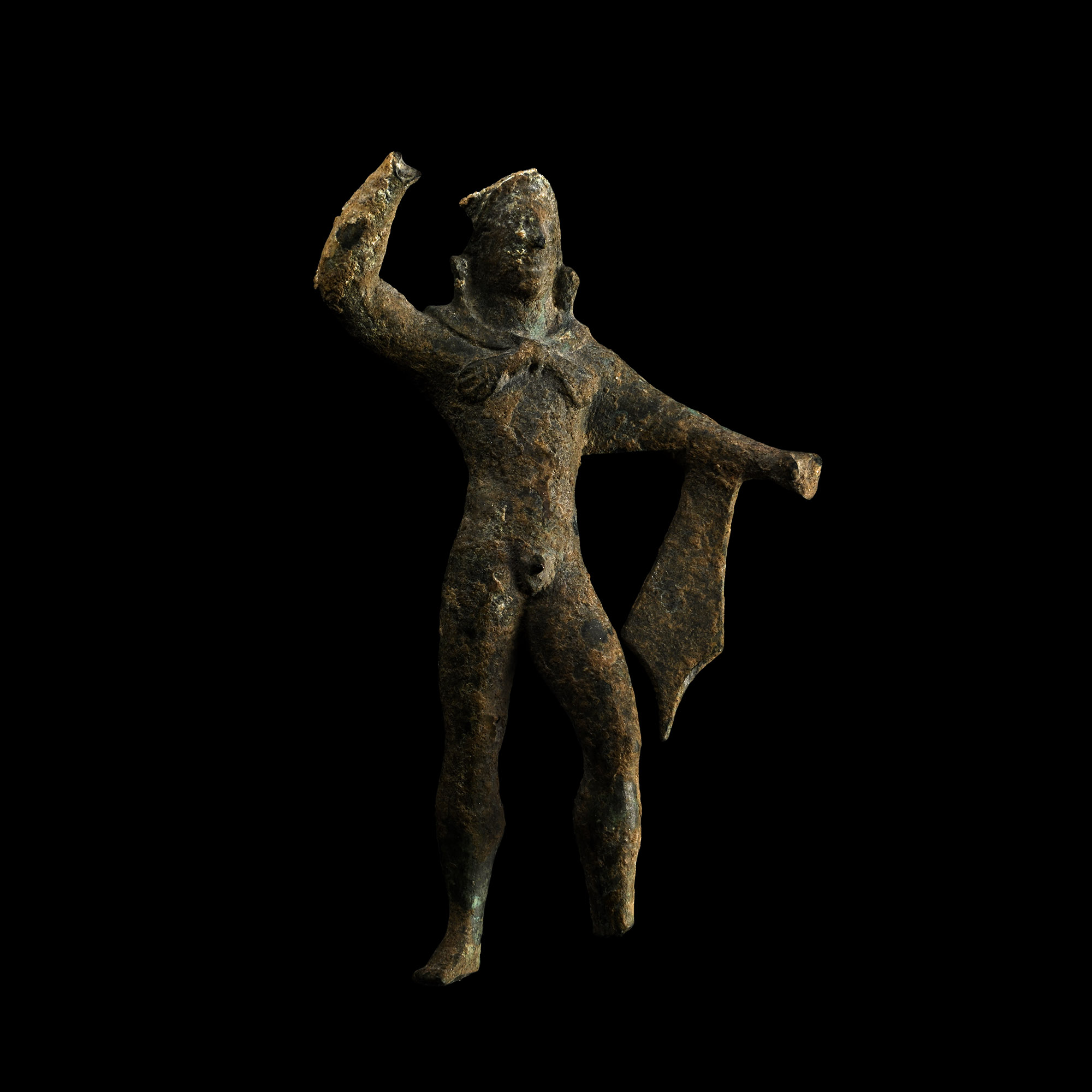 Roman Bronze Figure of Hercules with Lion-Skin Headdress