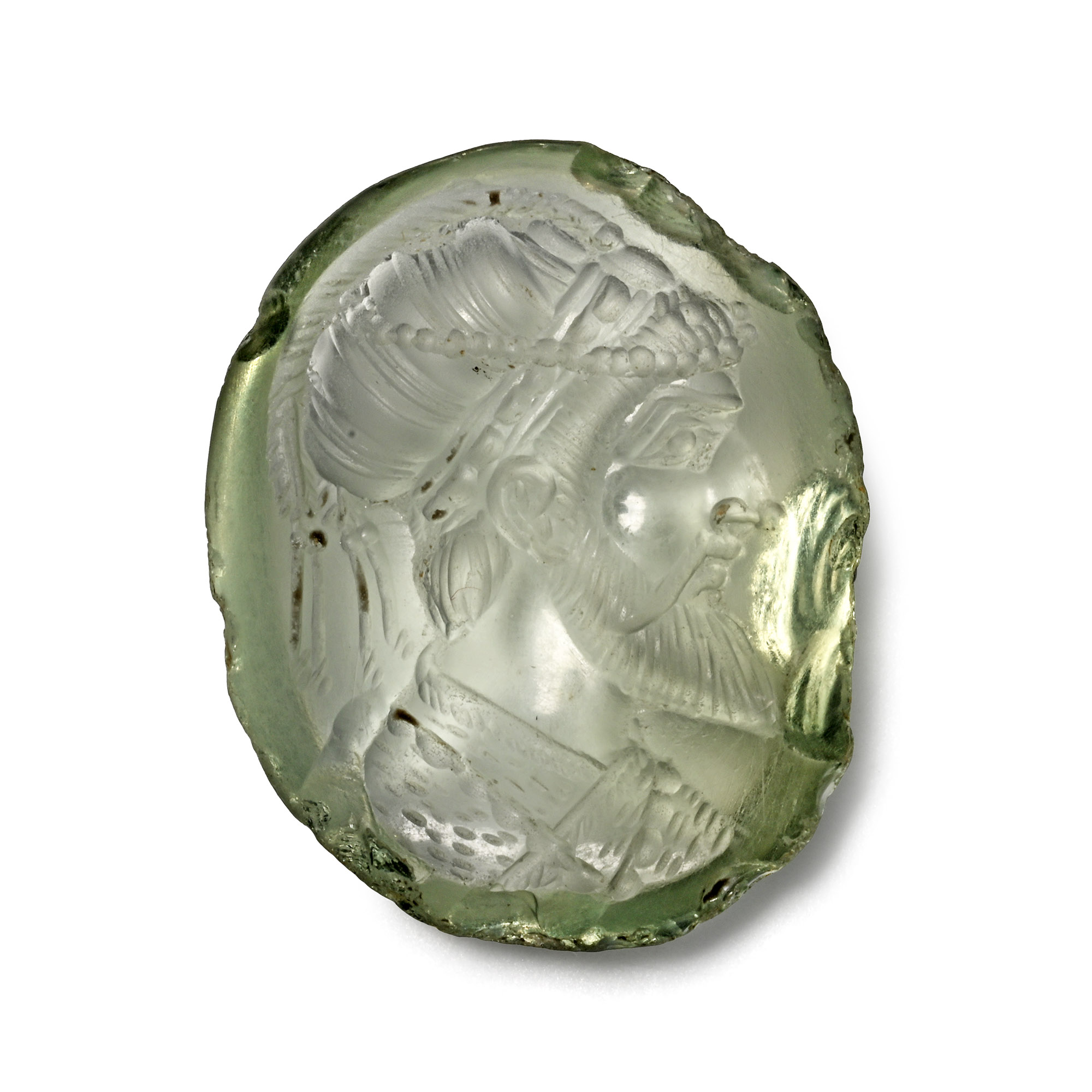 Early Mughal Aquamarine Gemstone with Male Portrait