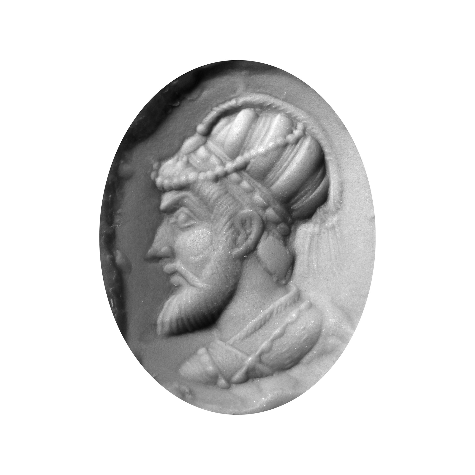 Early Mughal Aquamarine Gemstone with Male Portrait