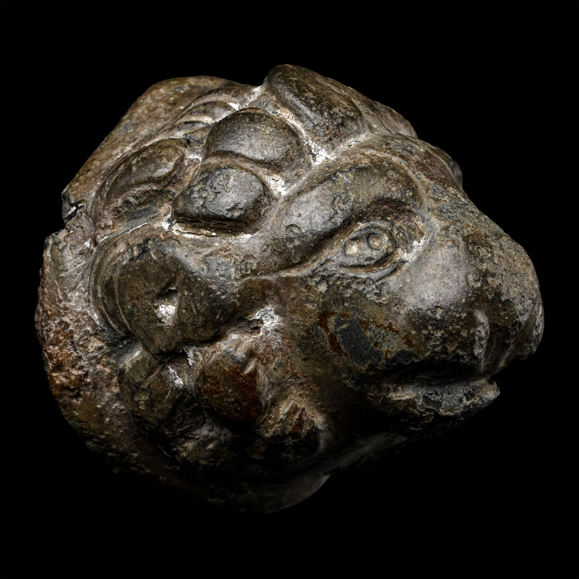 Large Roman Bronze Lion's Head Casket Mount