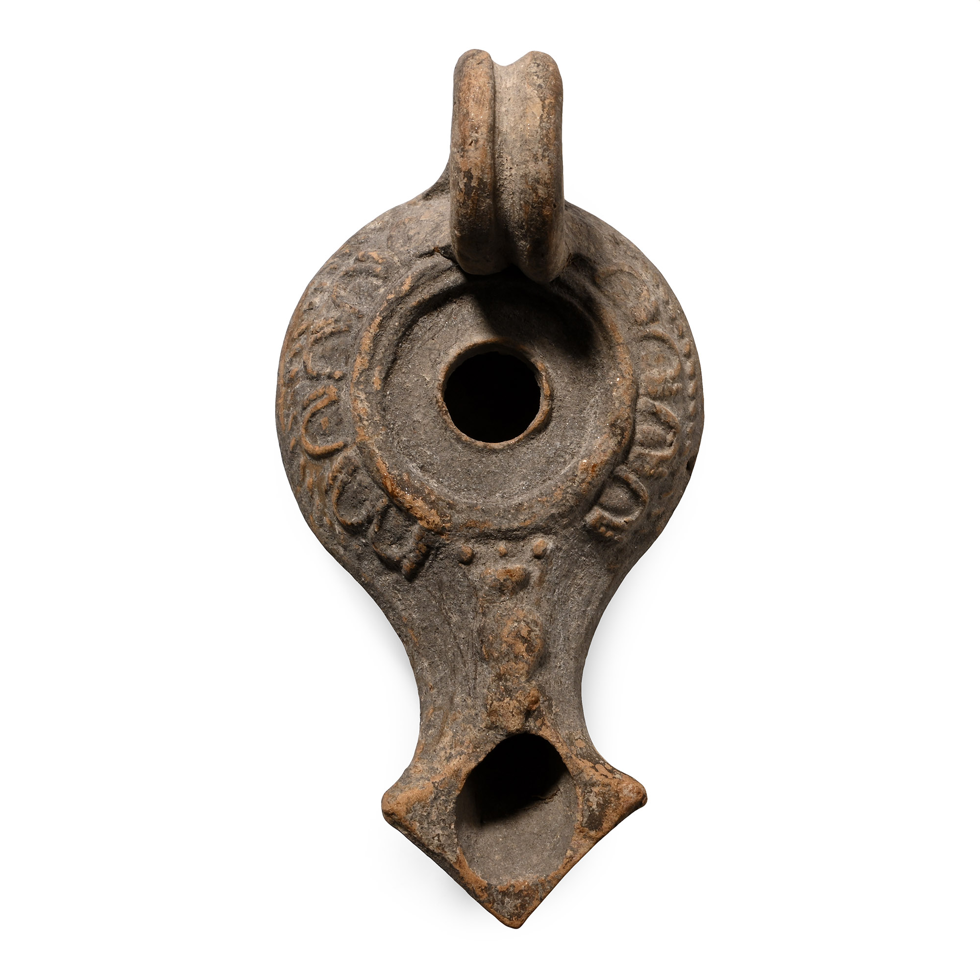 Greek Terracotta Oil Lamp with Handle