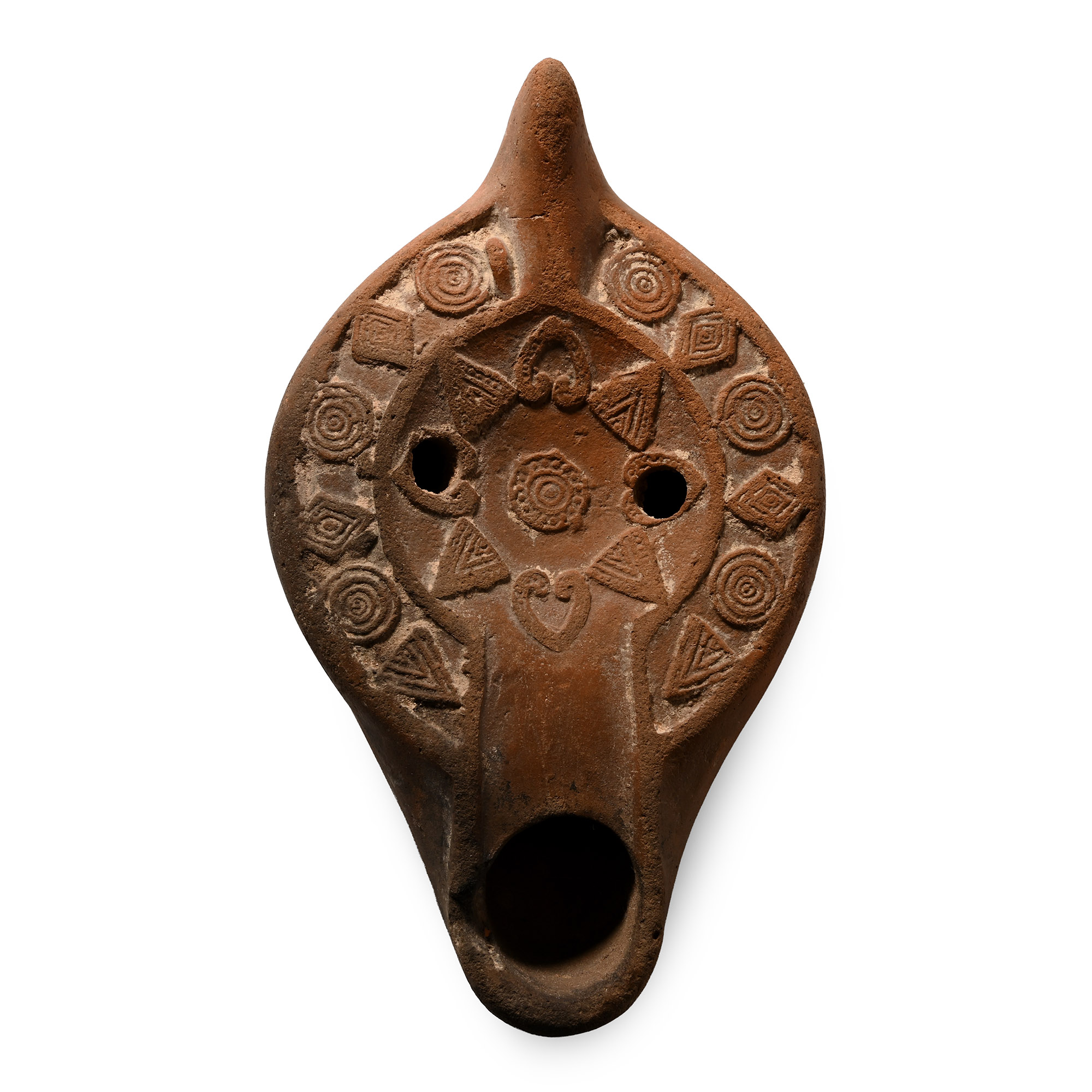 Byzantine Terracotta Oil Lamp with Concentric Motifs