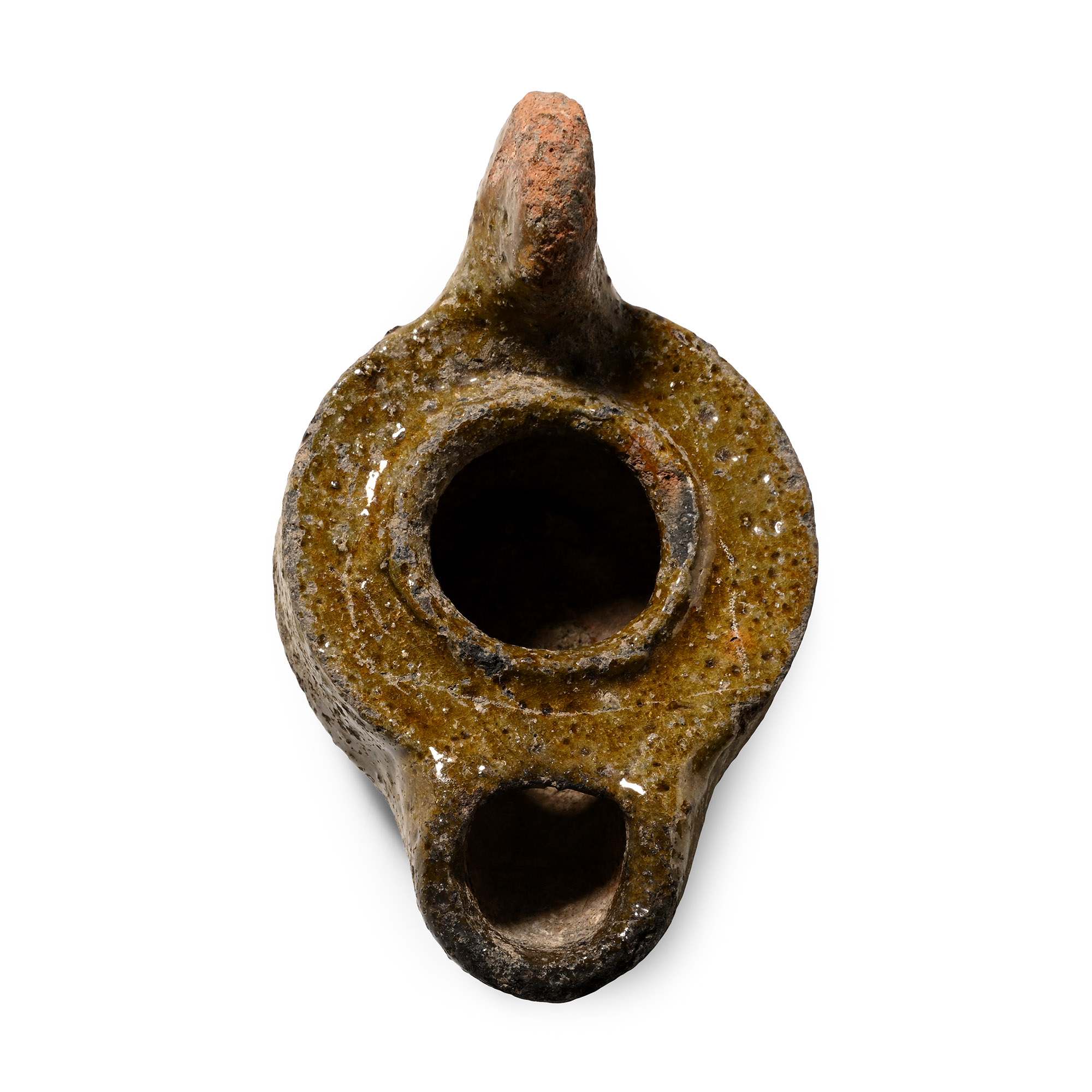 Roman Lead Glazed Oil Lamp