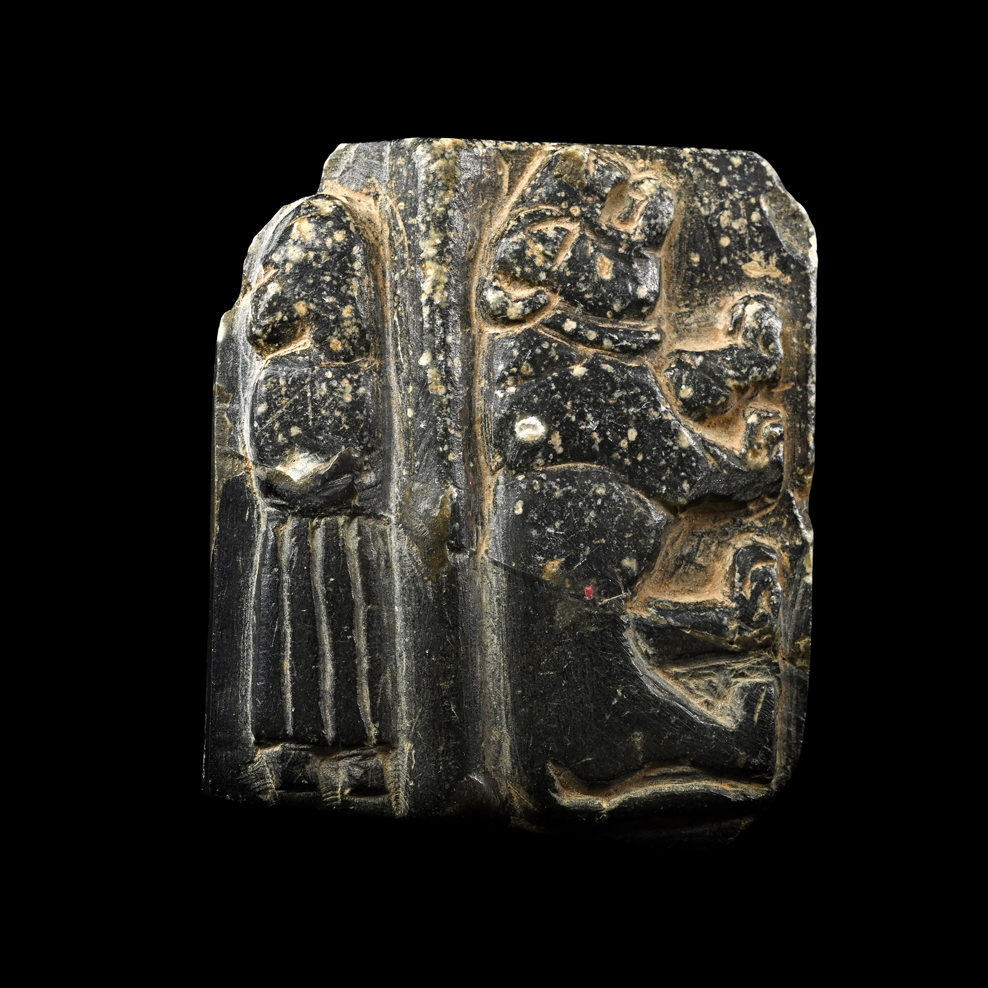 Mesopotamian Black Stone Seal with Lion