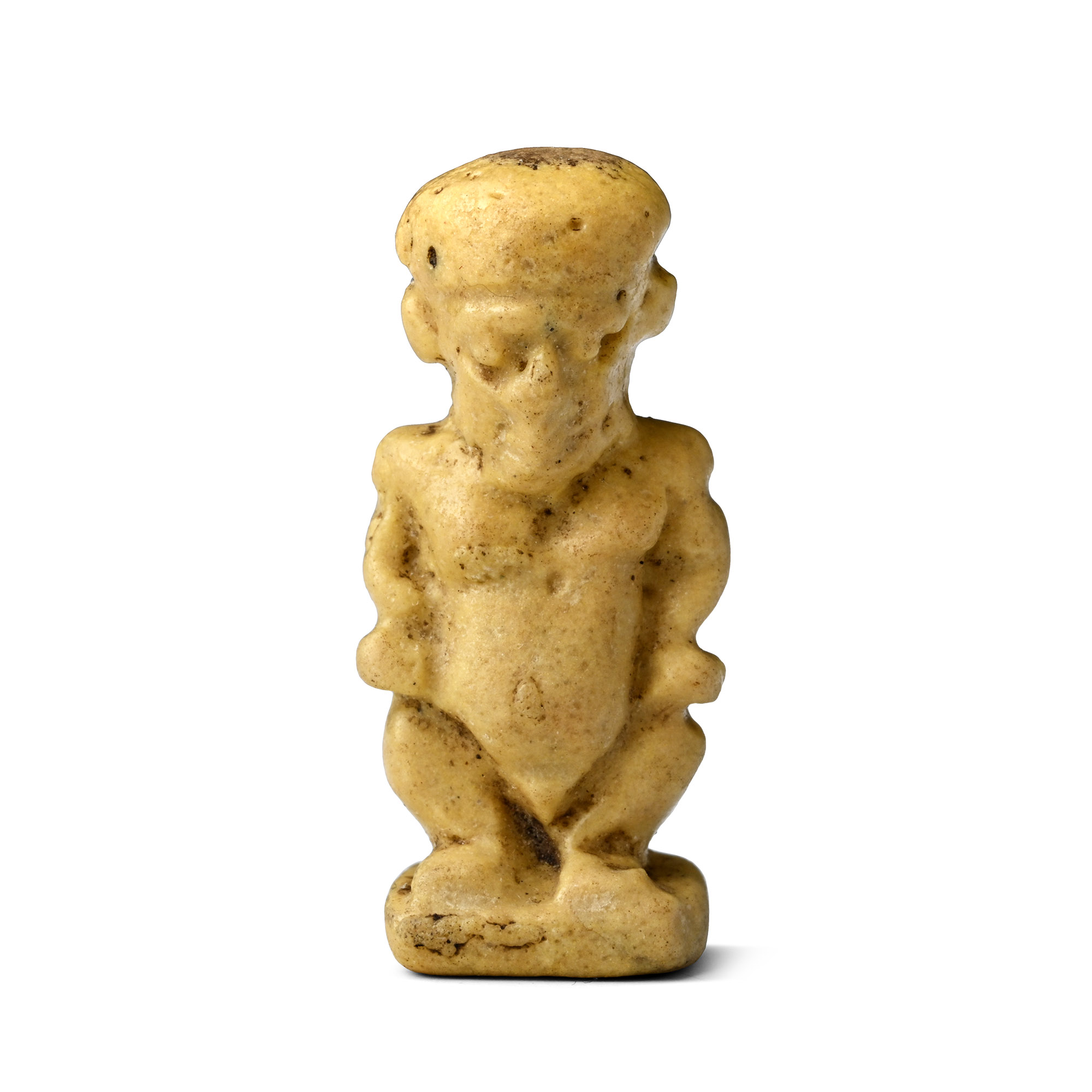 Egyptian Yellow Faience Pataikos Amulet