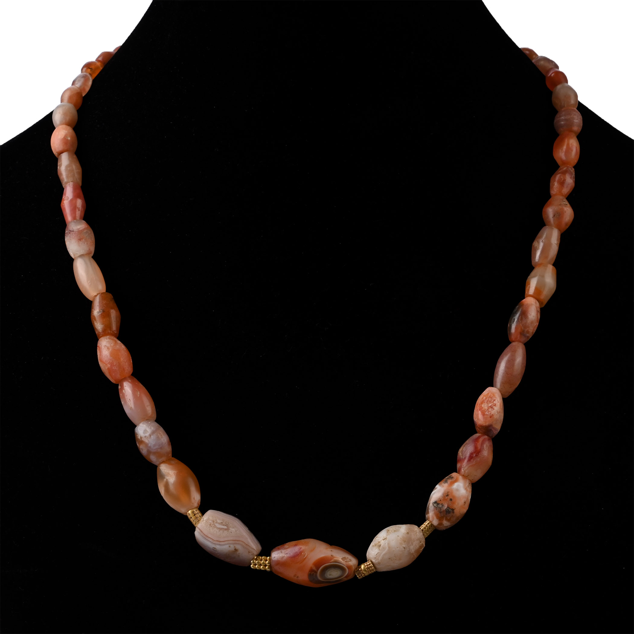 Western Asiatic Agate and Gold Bead Necklace