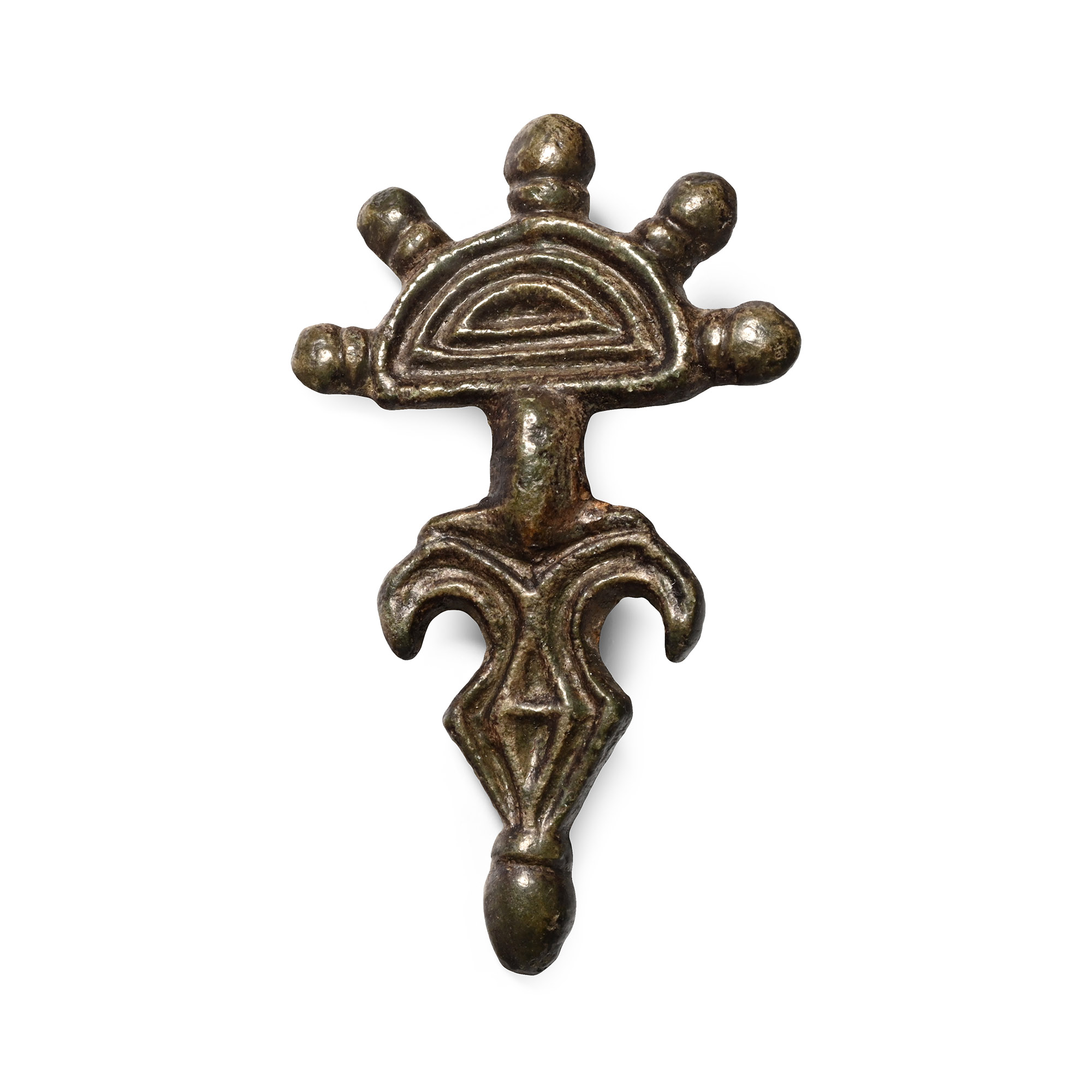 Gothic Bronze Radiate-Headed Brooch