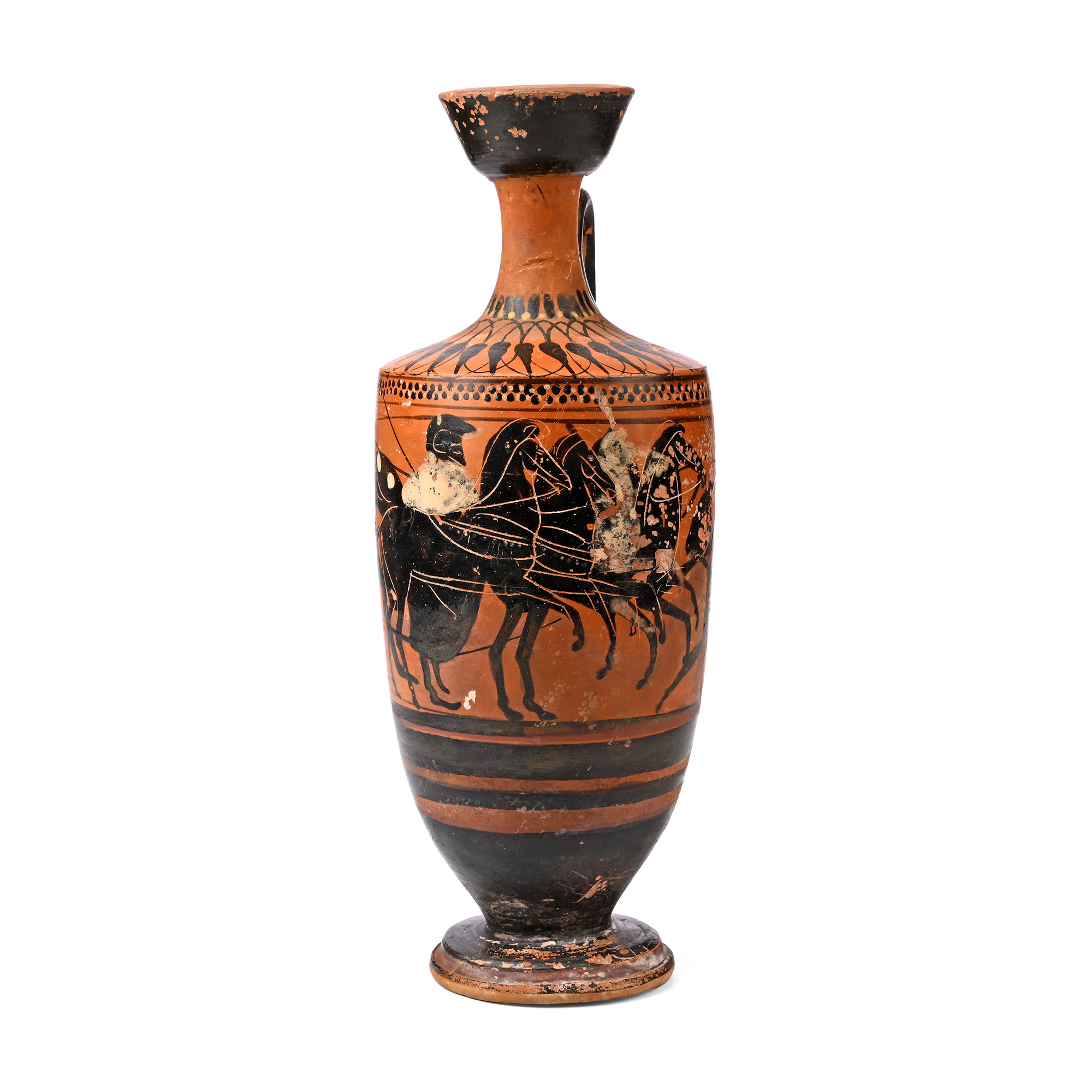 Attic Black-Figure Lekythos with Horses and Fighting Warriors