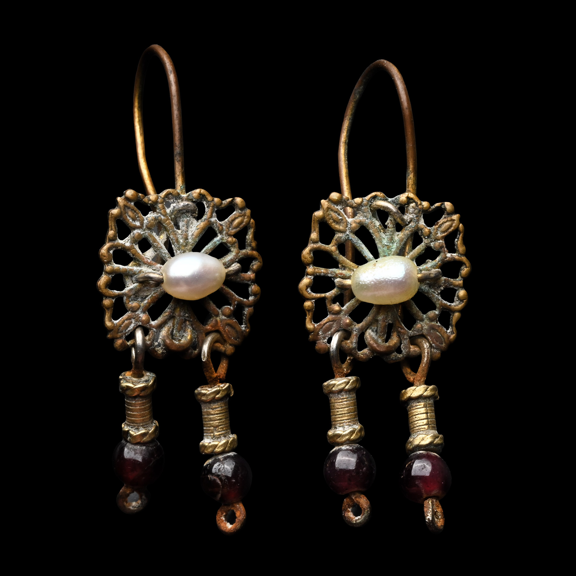 Byzantine Gold Floral Earring Pair