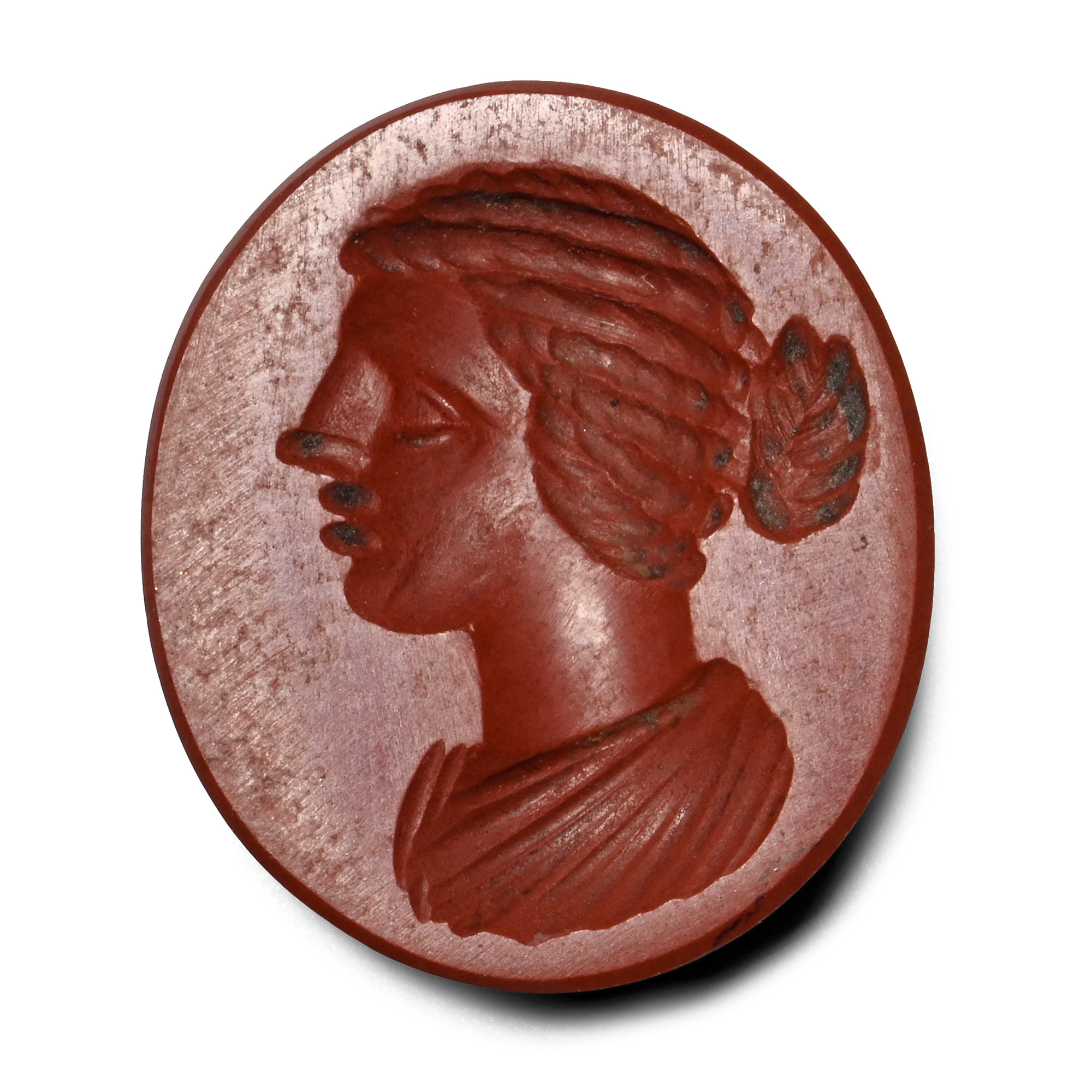 Roman Red Jasper Female Bust Intaglio