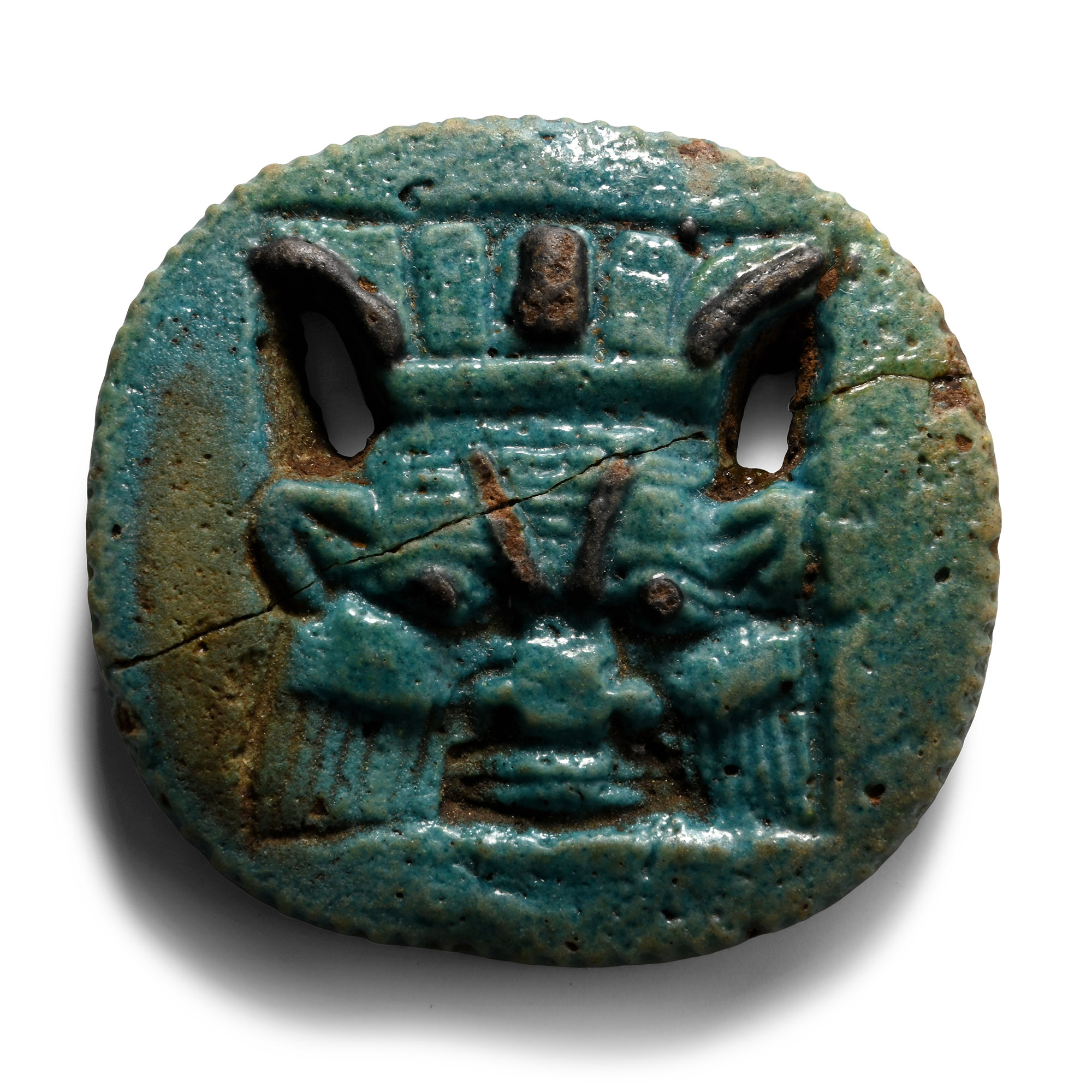 Egyptian Faience Amuletic Bes Plaque