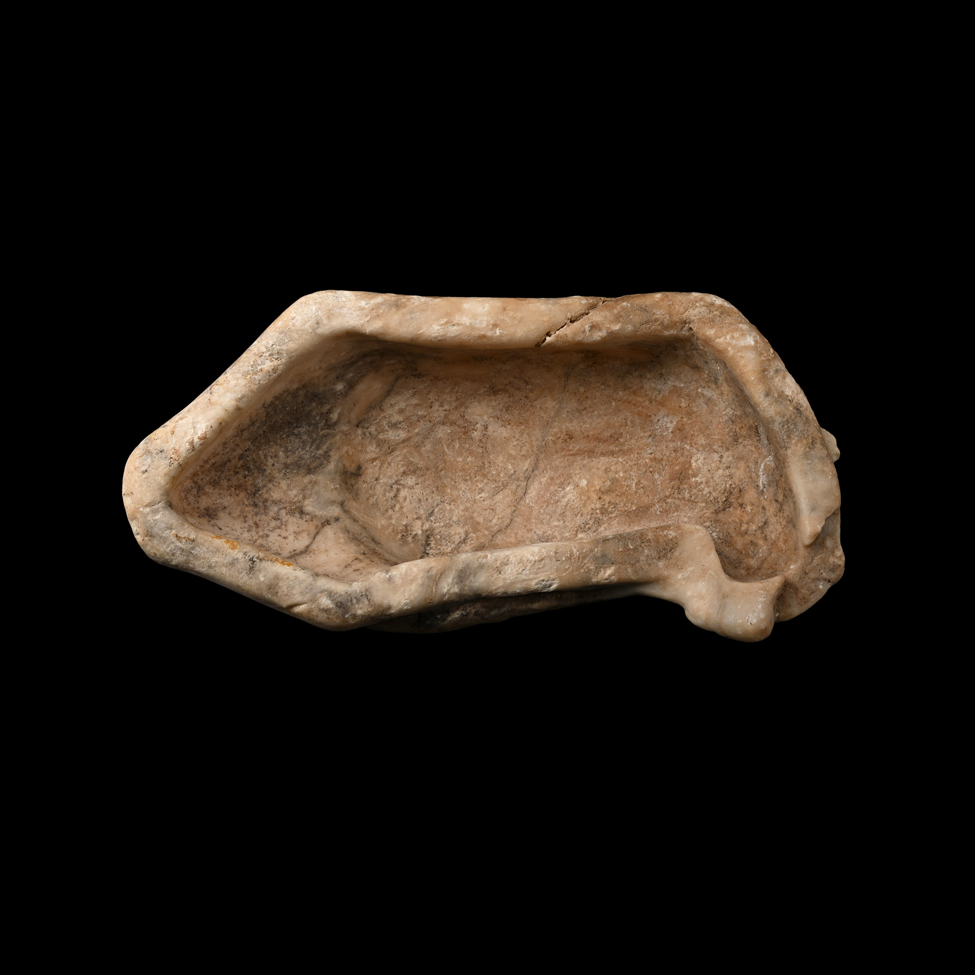 Old Babylonian Alabaster Vessel with Recumbent Lamassu