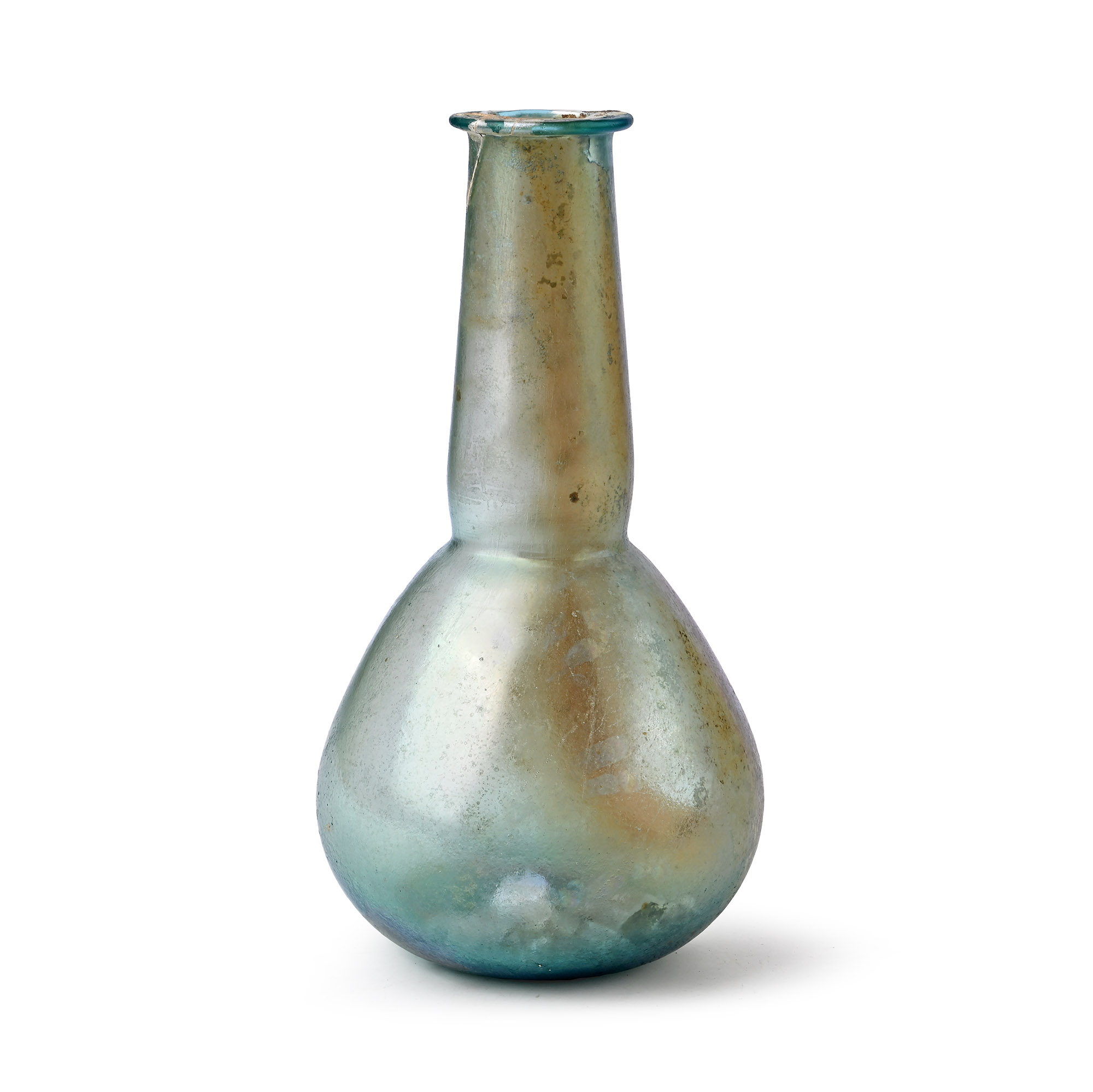 Large Roman Blue Glass Toilet Bottle