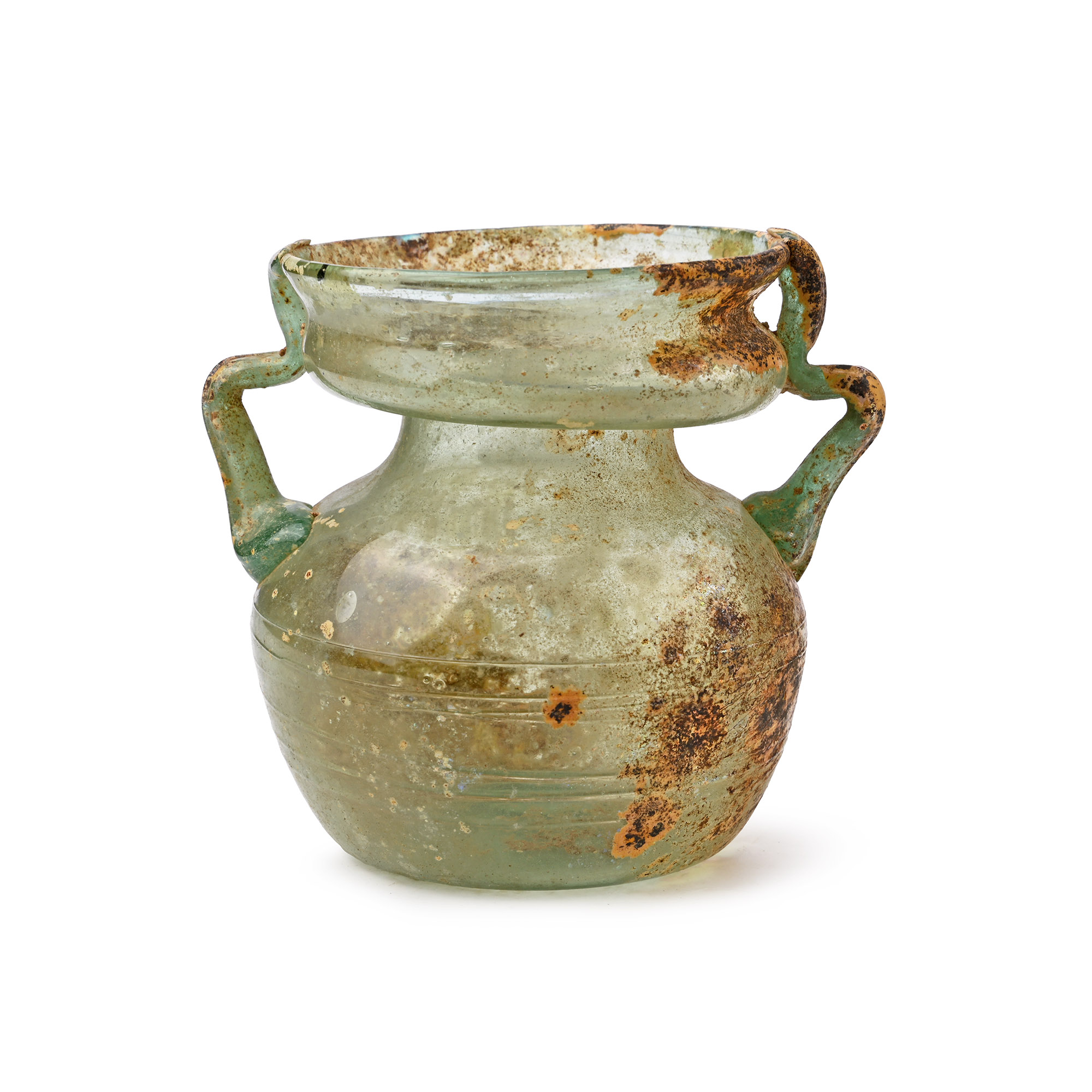 Roman Green Glass Handled Jar