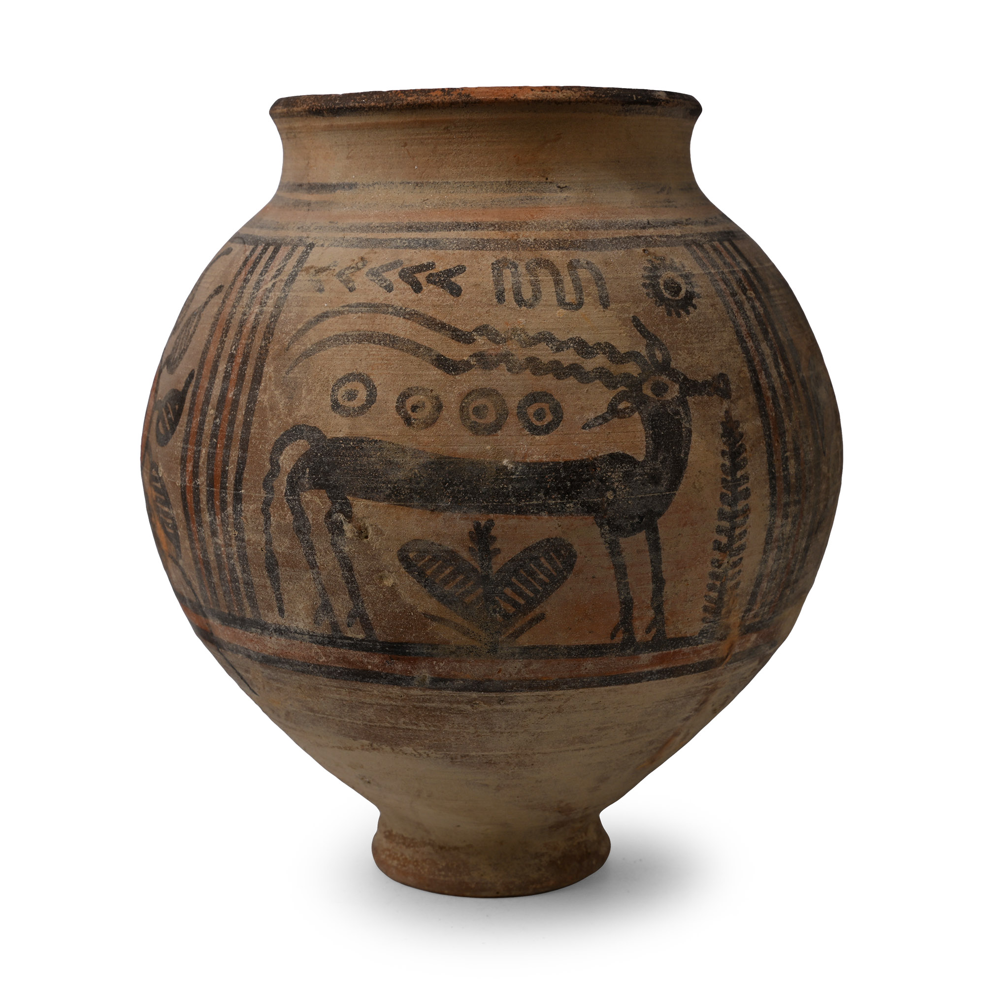 Indus Valley Terracotta Vessel with Antelope and Bird