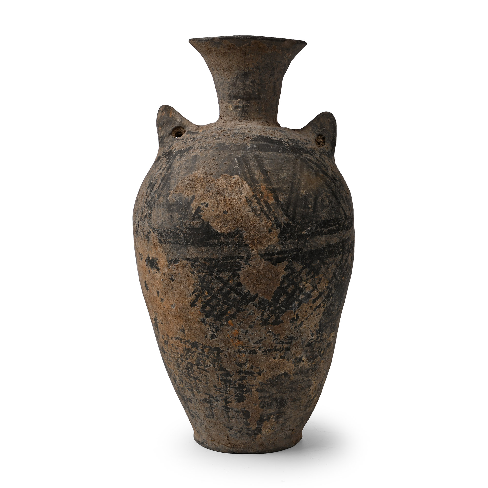 Amlash Terracotta Net-Painted Handled Vase