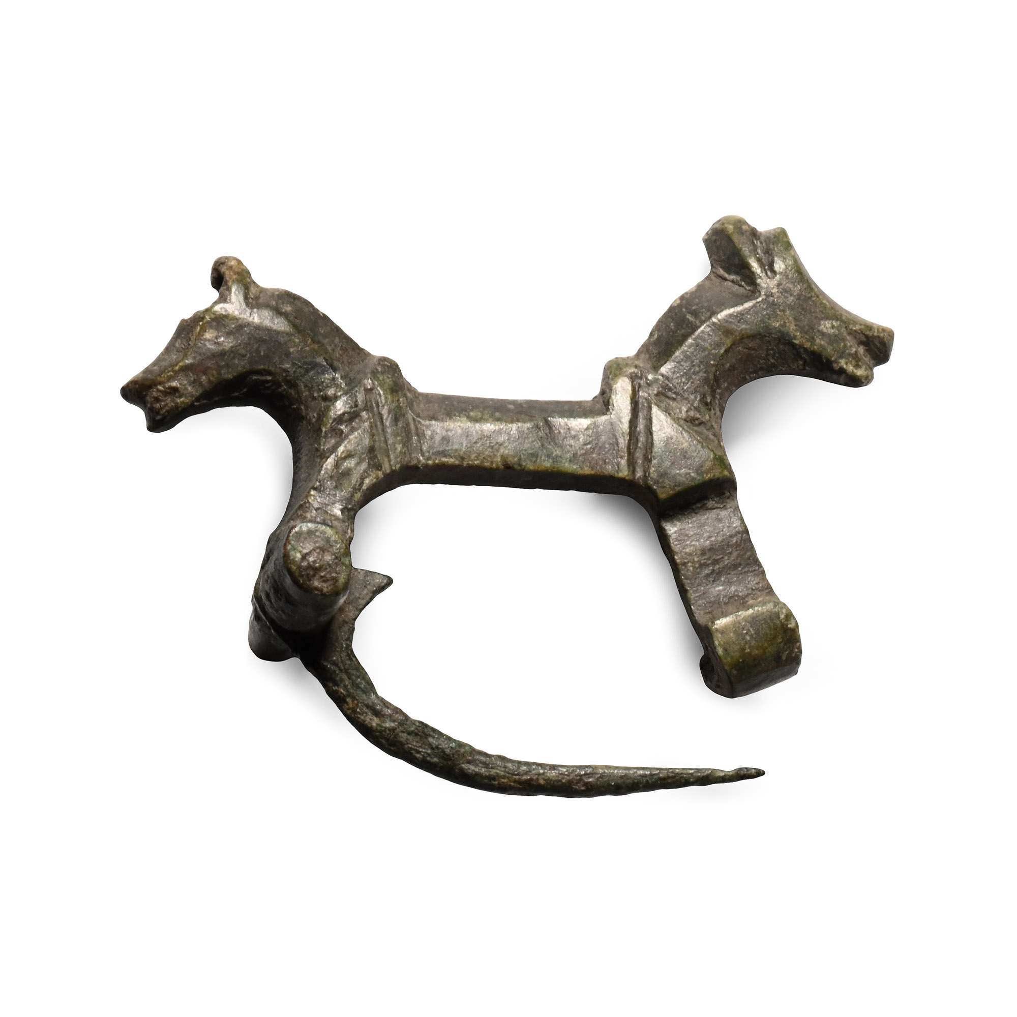 Roman Bronze Double Horse Brooch