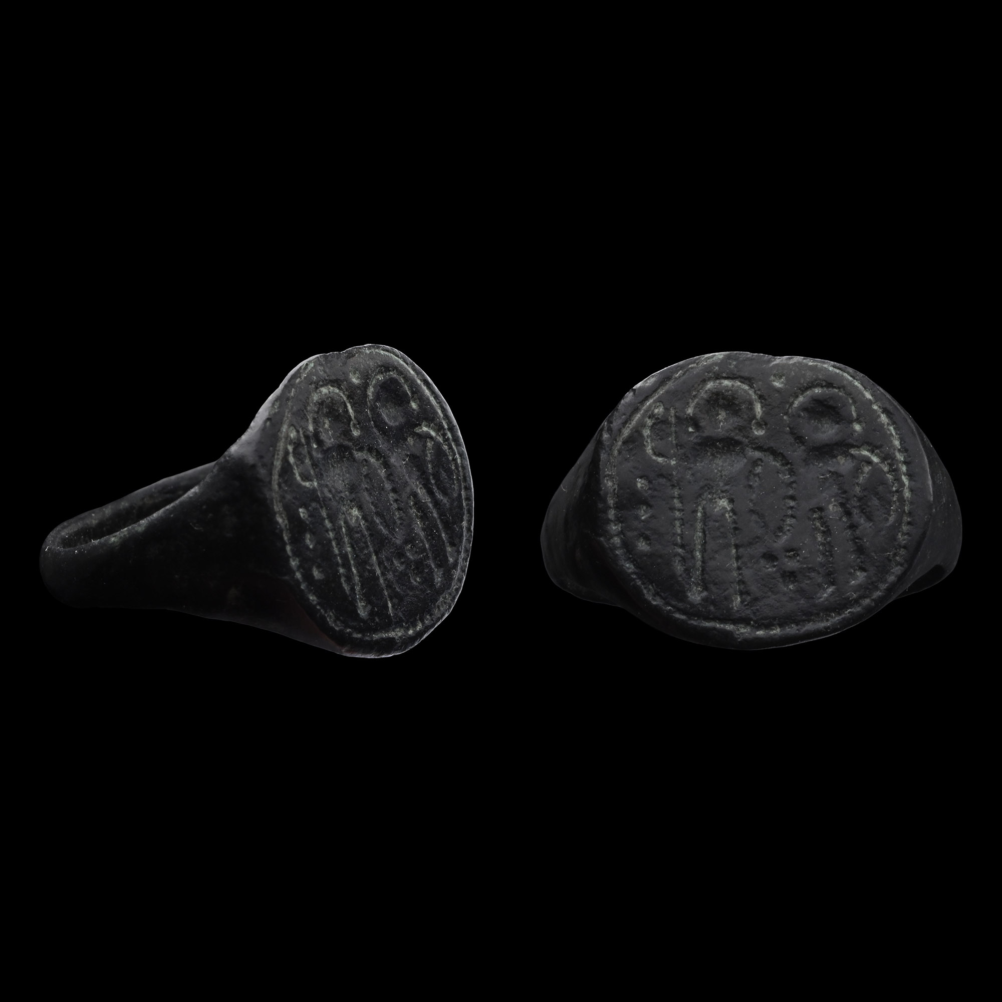 Byzantine Bronze Ring with Warrior Saints