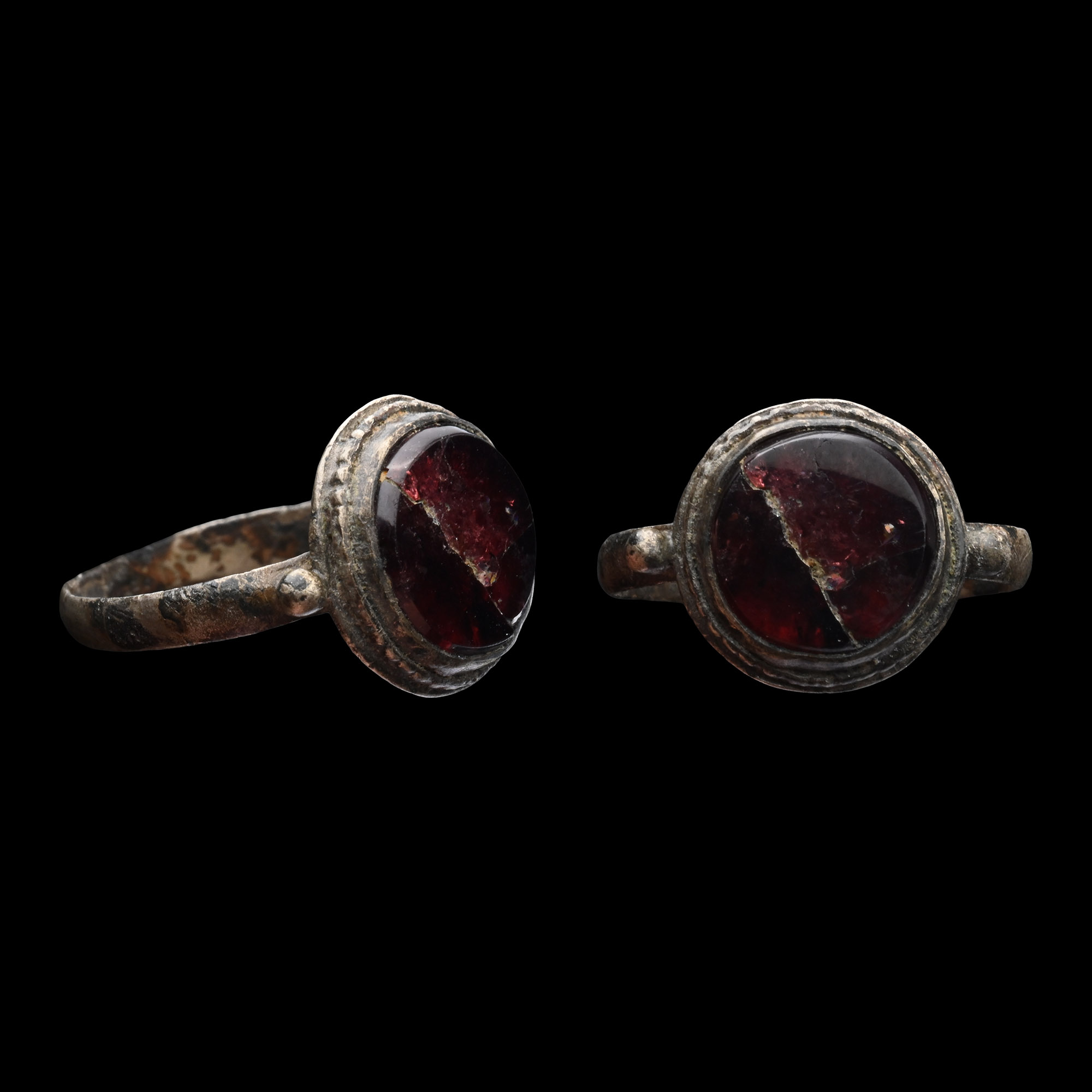 Dark Age Silver Ring with Garnet