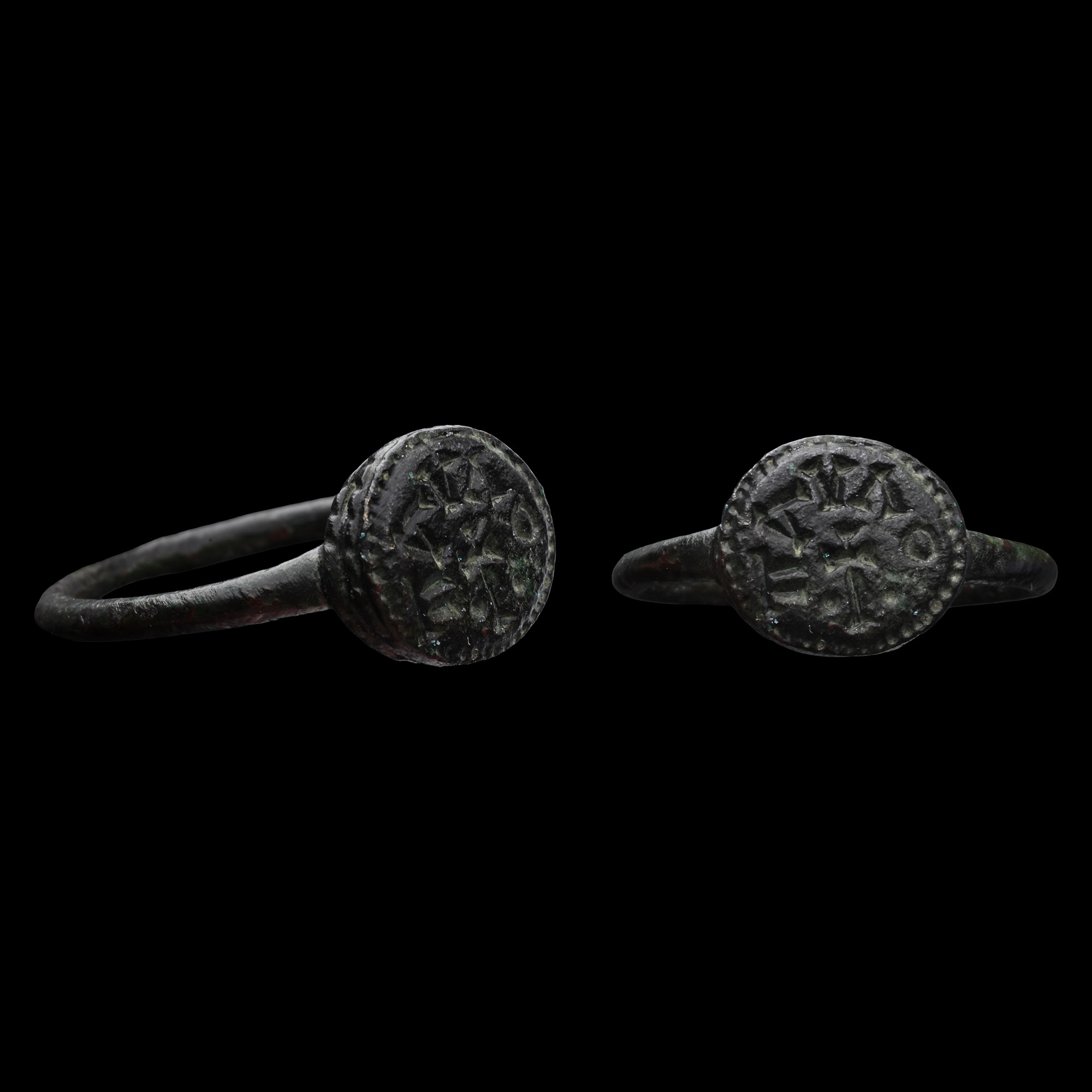 Byzantine Bronze Ring with Cross and Inscription