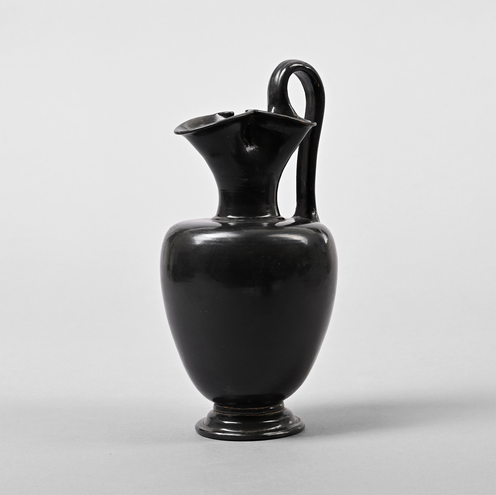 Large Greek Black-Glazed Trefoil-Lipped Oinochoe