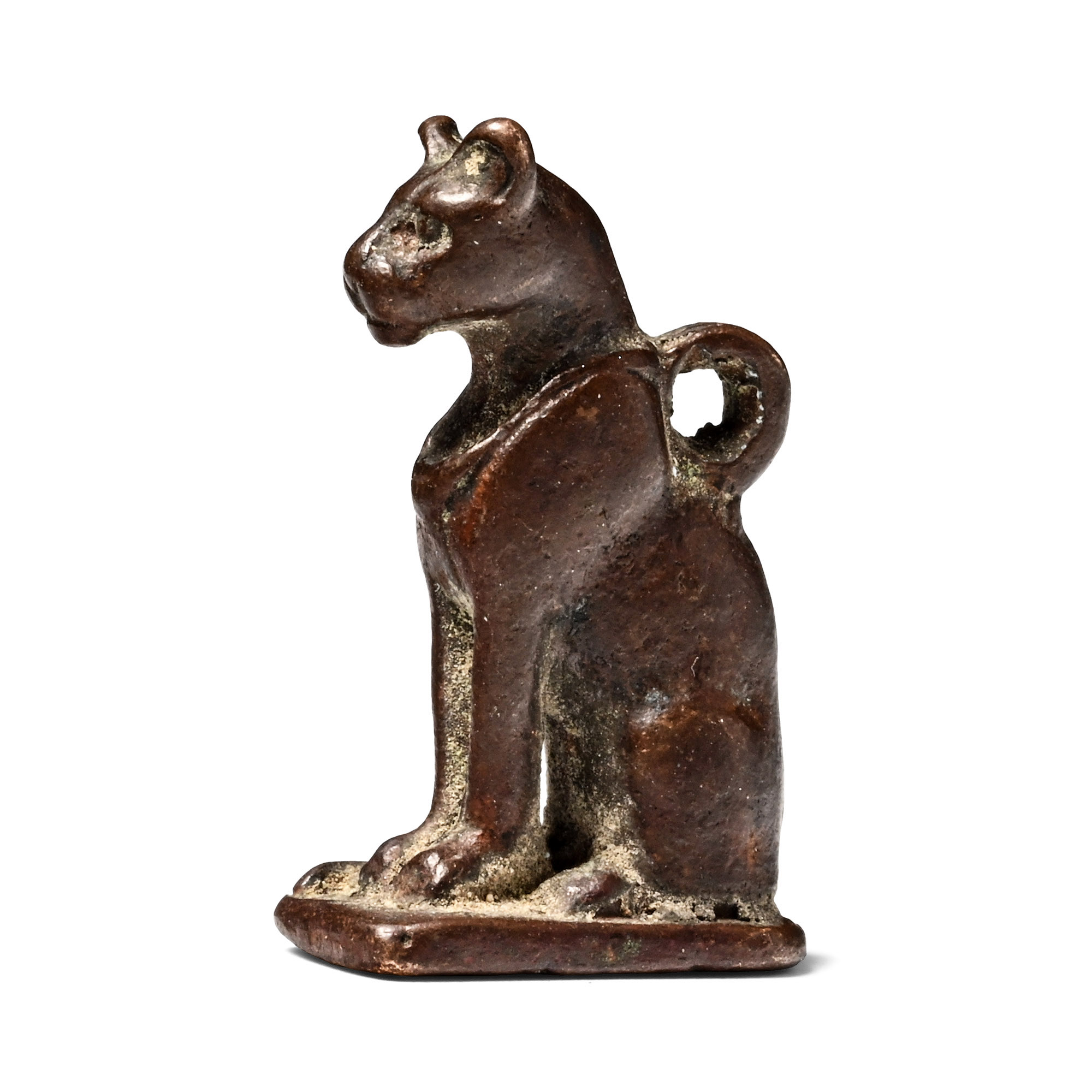 Egyptian Bronze Seated Bastet Cat Amulet