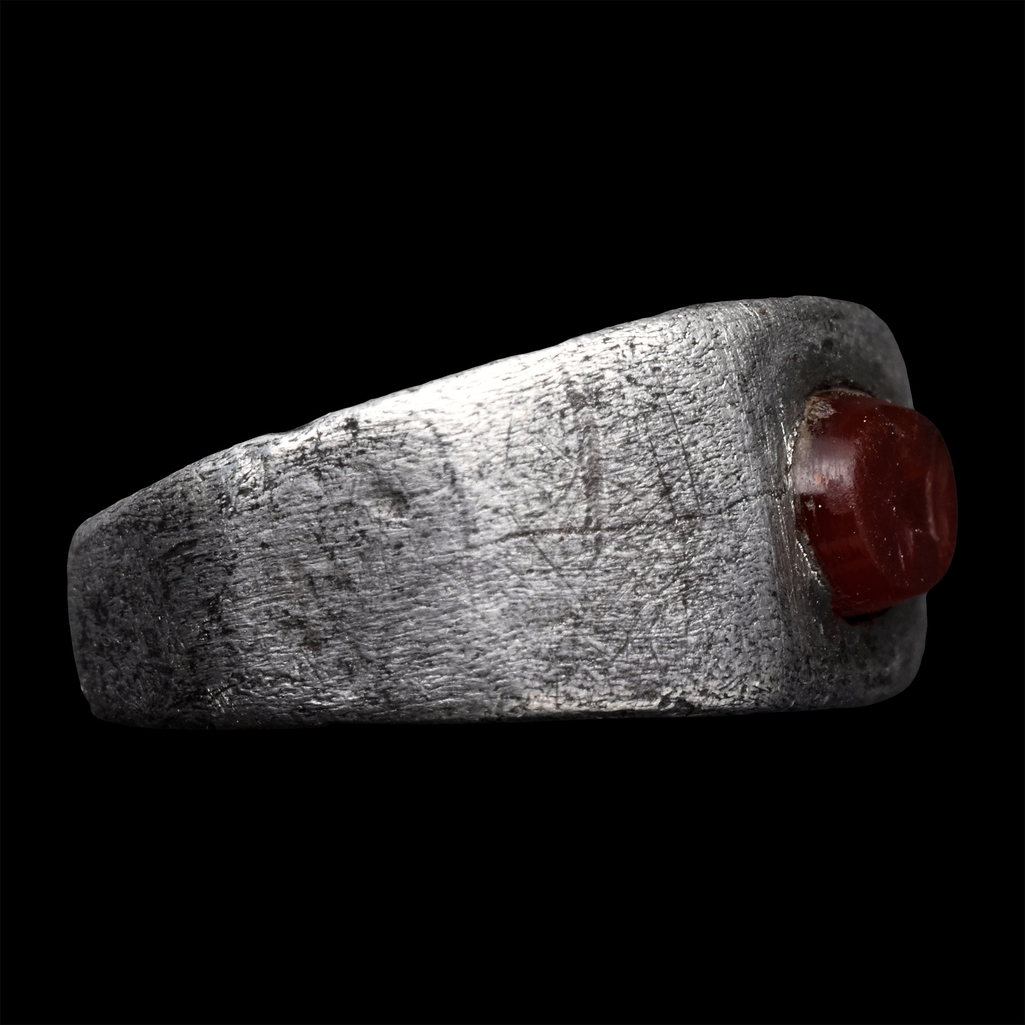 Roman Silver Ring with Carnelian Gemstone with Flaming Altar