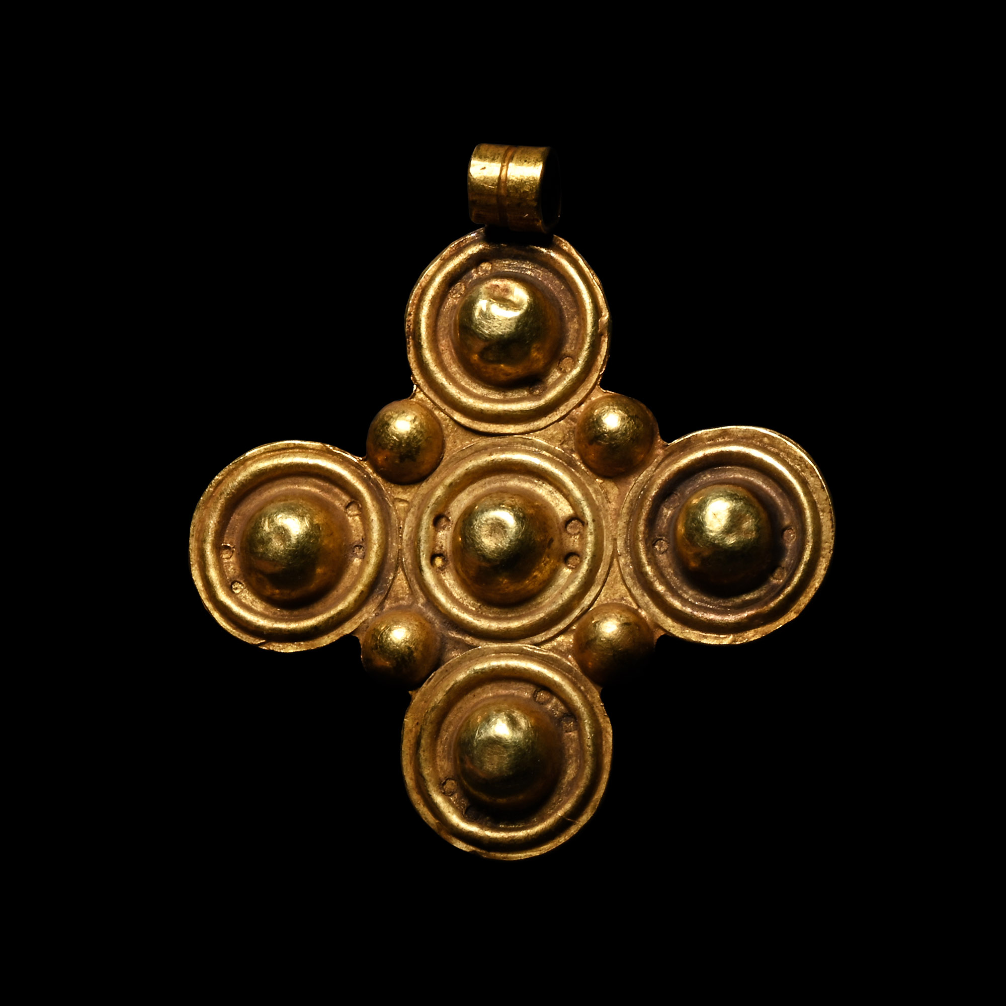 Byzantine Gold Cross Pendant with Bosses