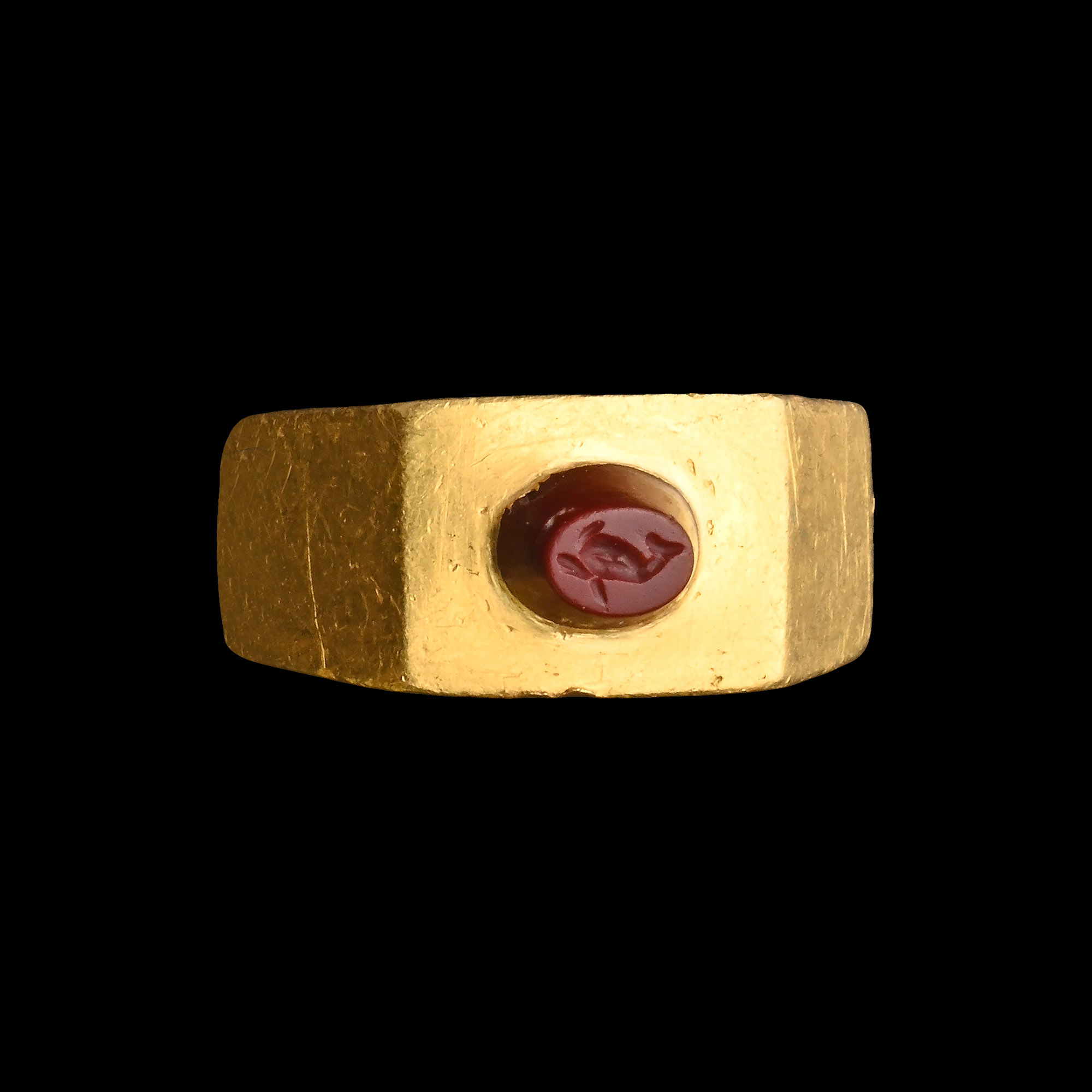 Roman Gold Ring with Jasper Gemstone with Dolphin