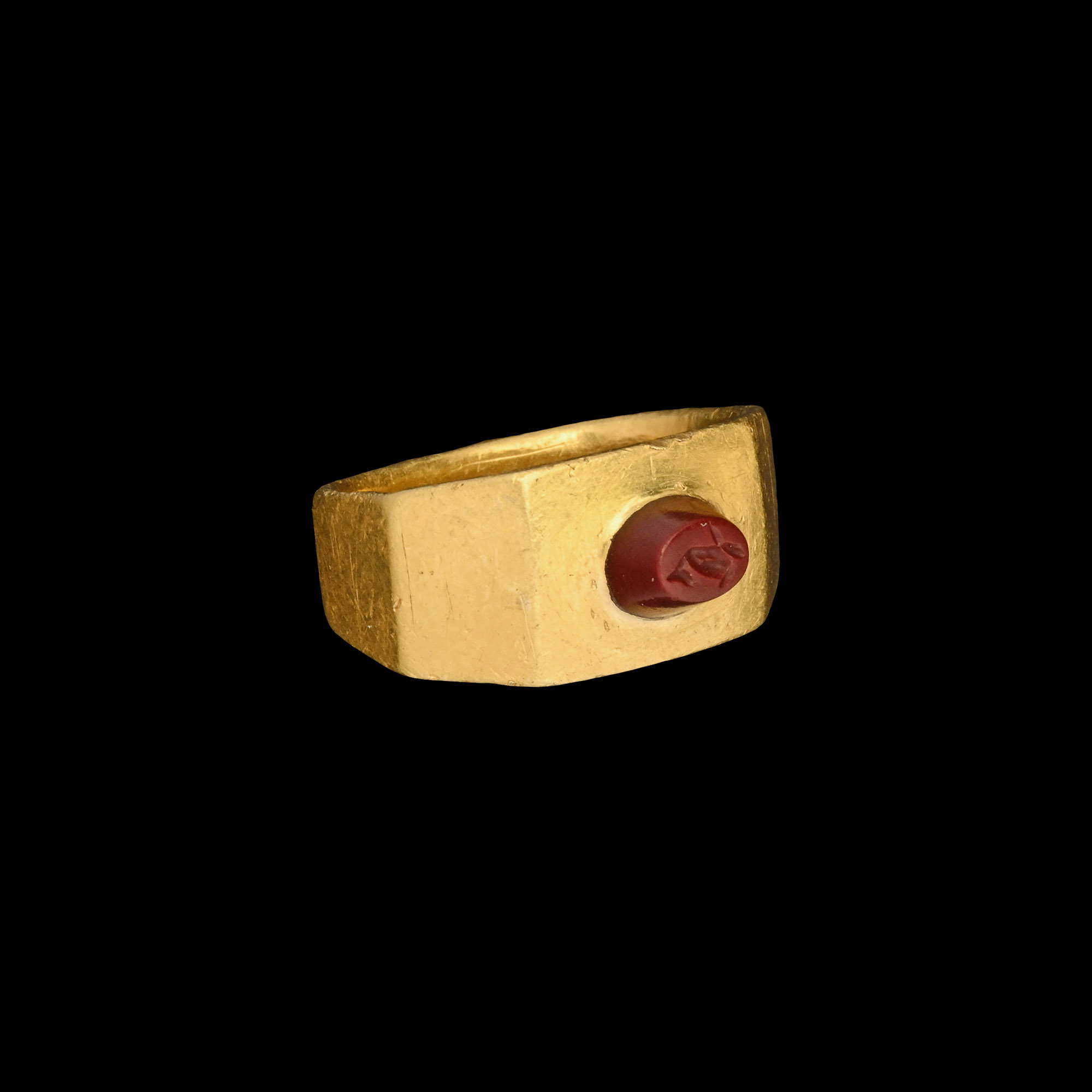 Roman Gold Ring with Jasper Gemstone with Dolphin