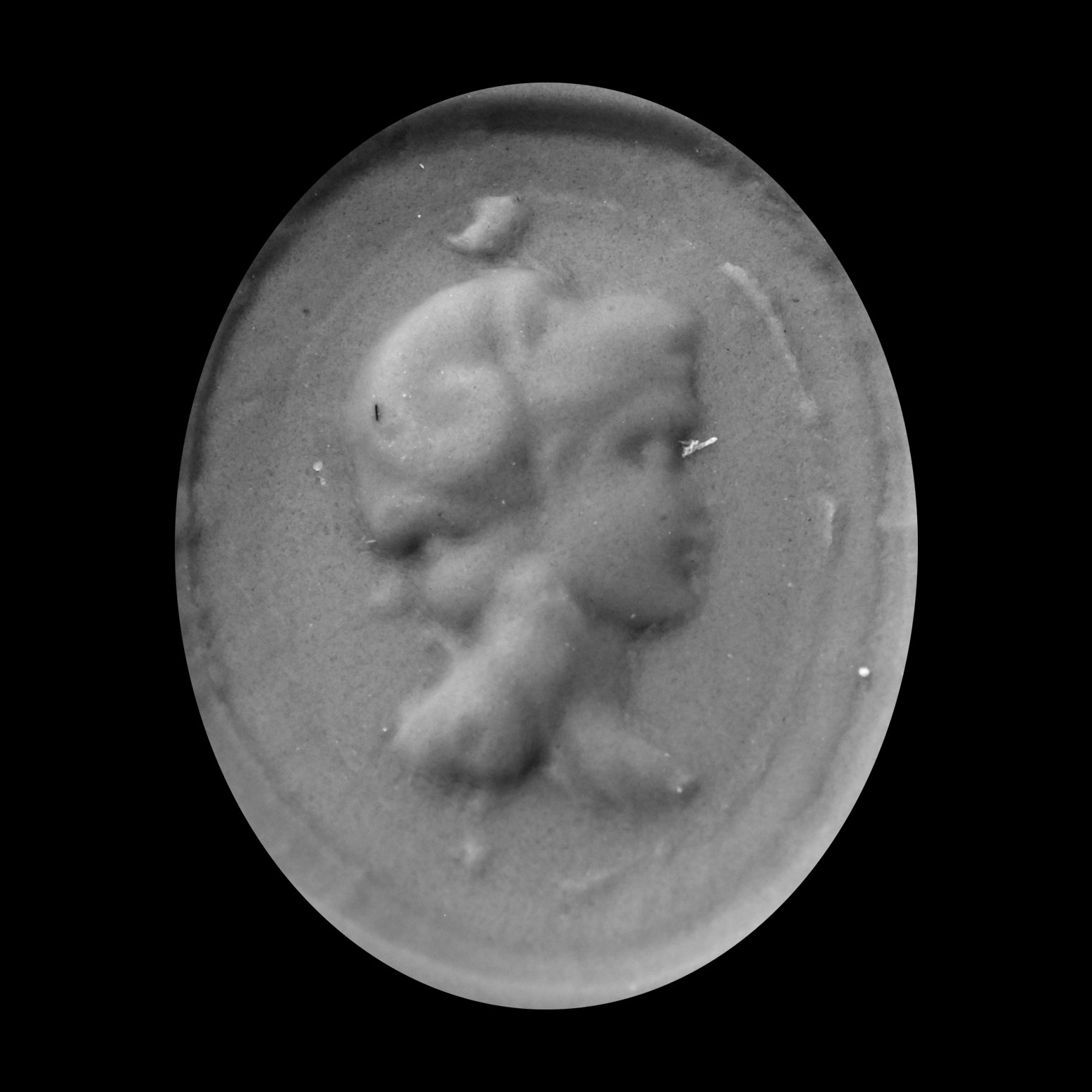 Roman Bronze Ring with Bust Gem