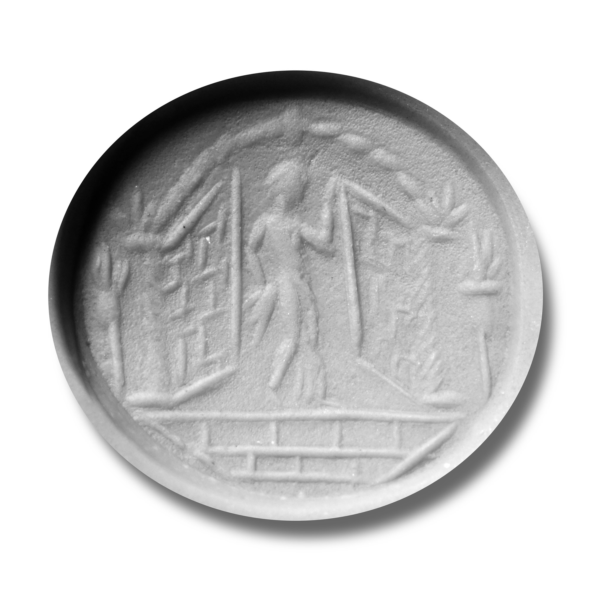 Roman Carnelian Gemstone with Standing Deity Between Doors