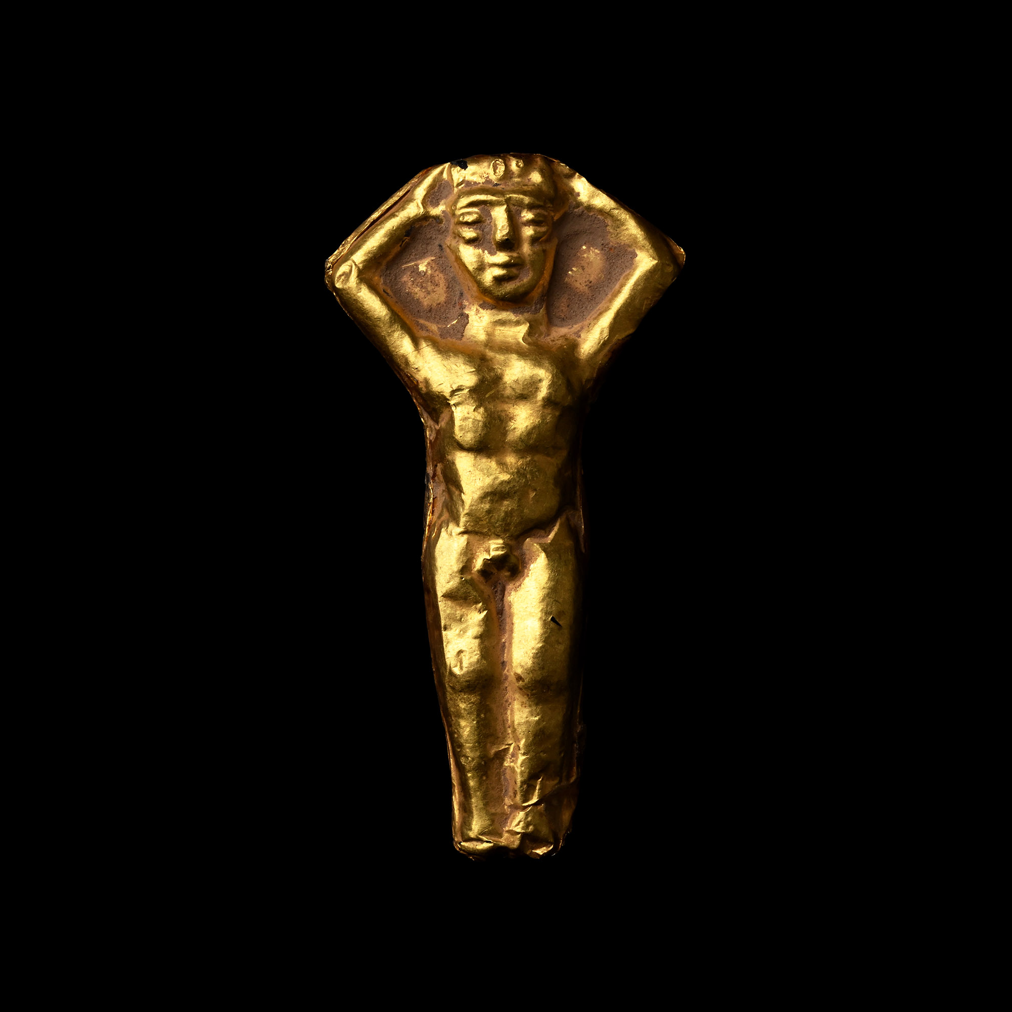 Cypro-Phoenician Gold Bead of a Naked Young Man