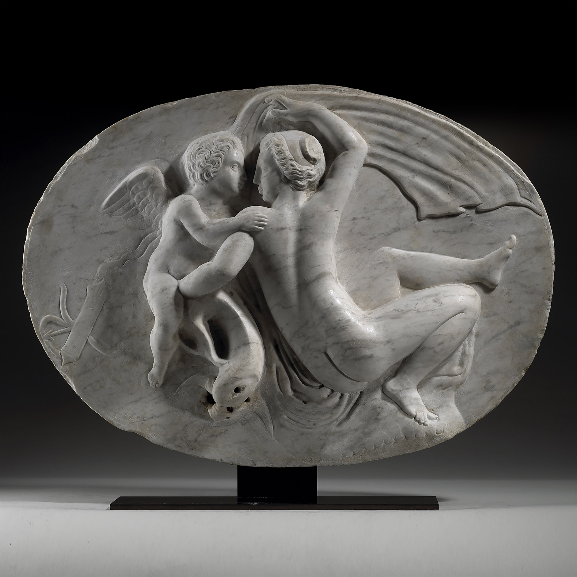Renaissance Fontainebleau Marble Plaque with Psyche Revived by Eros's Kiss