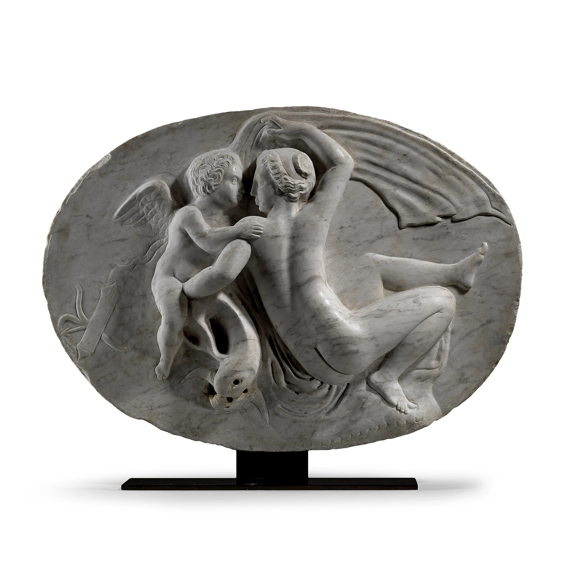 Renaissance Fontainebleau Marble Plaque with Psyche Revived by Eros's Kiss