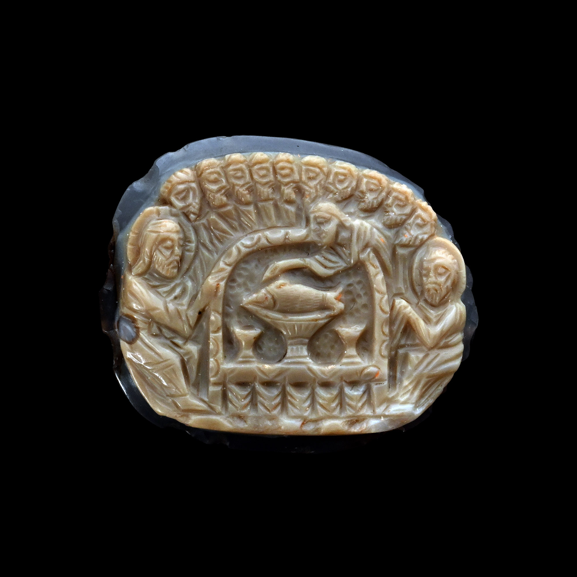 Byzantine Carved Agate Cameo of The Holy Banquet