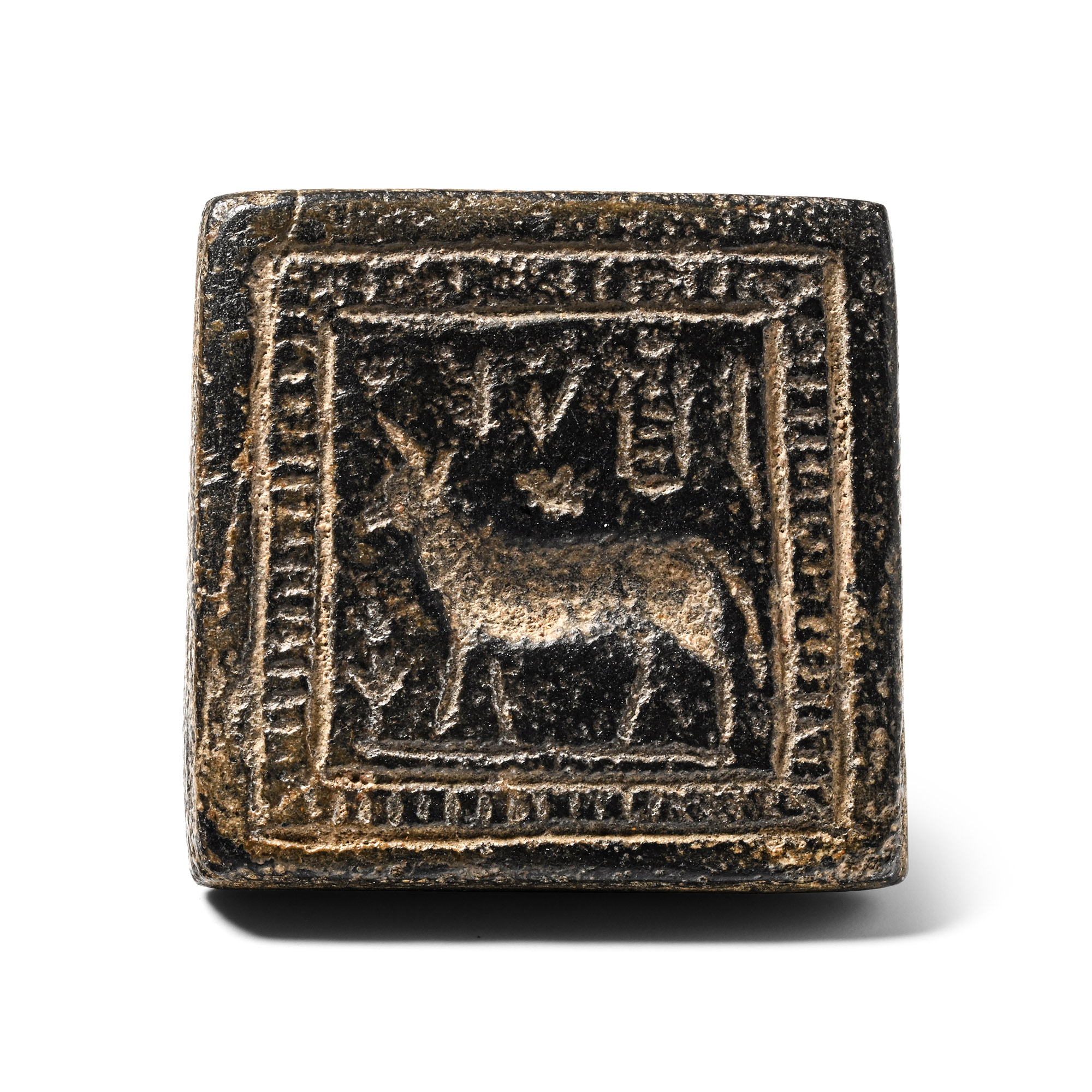 Western Asiatic Stone Stamp Seal with Inscription